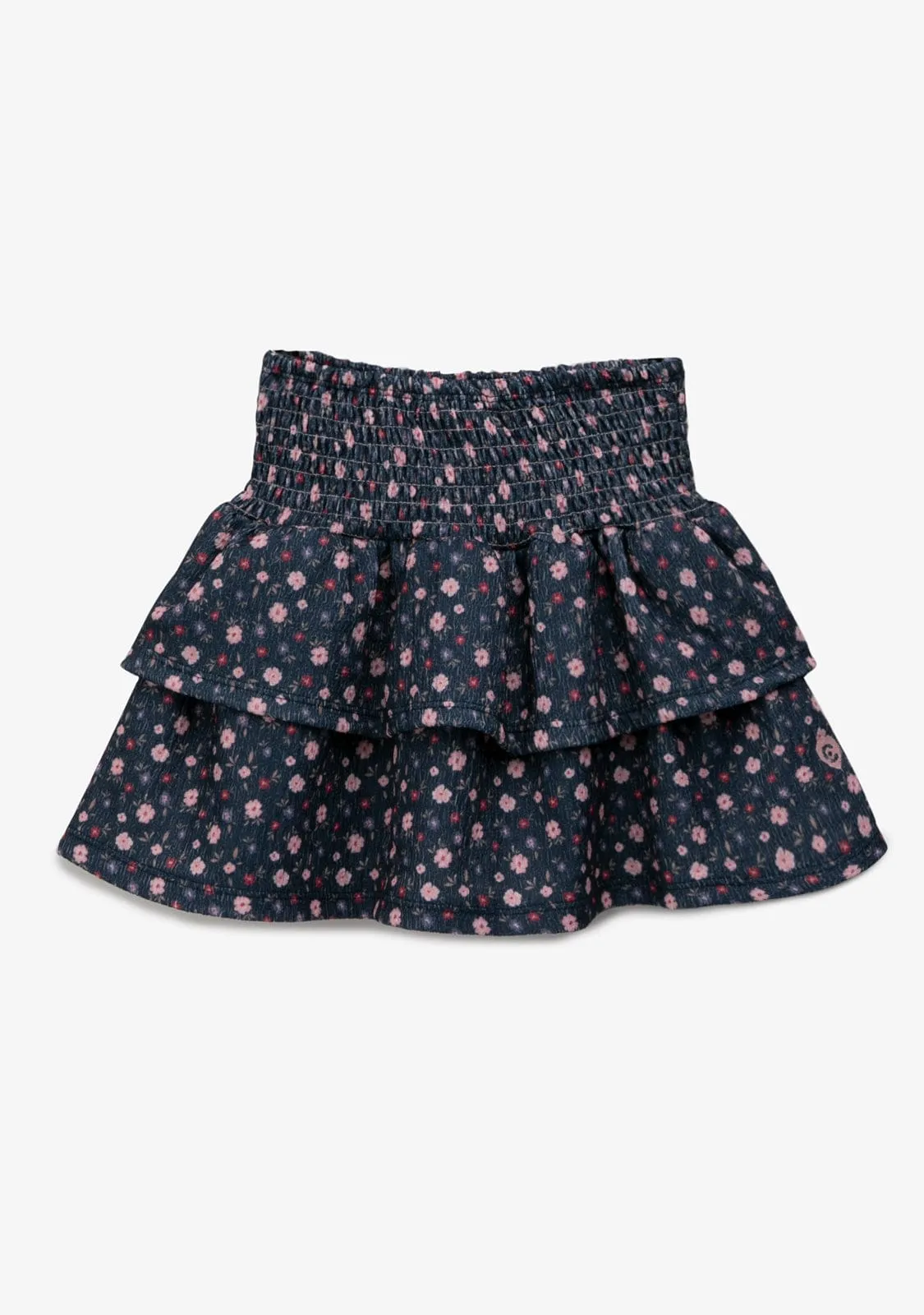 Girl's Navy Print Flowers Skirt
