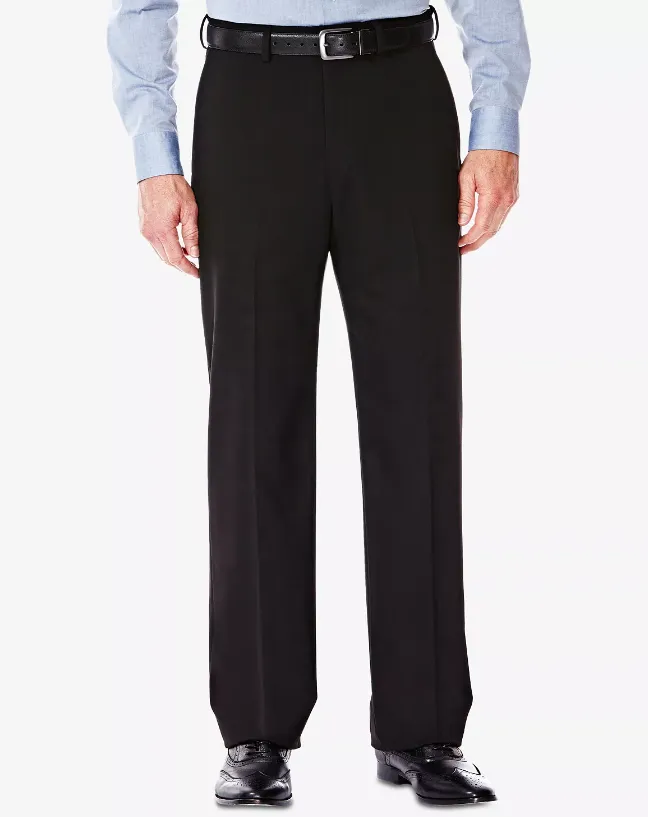 Haggar Mens Classic Fit Dress Pants 36 / 32 Black Solid