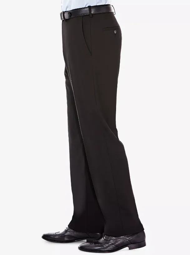 Haggar Mens Classic Fit Dress Pants 36 / 32 Black Solid