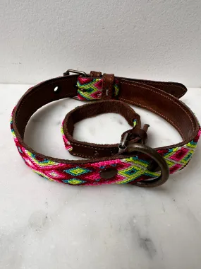 Huichol Fully Embroidered Dog Collar M6