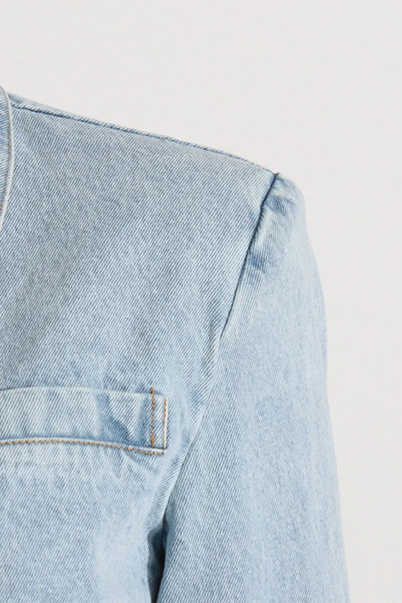HUS1413 Crystal Fringe Denim Set