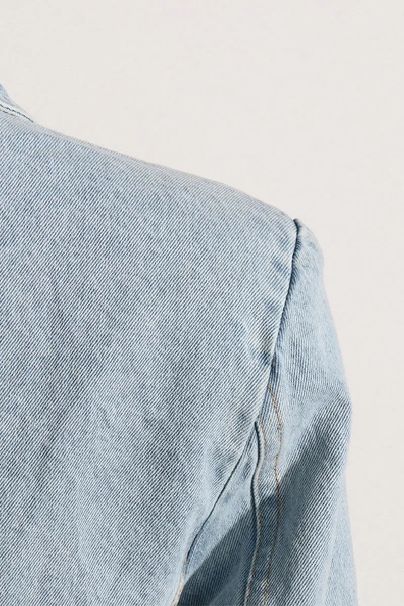 HUS1413 Crystal Fringe Denim Set