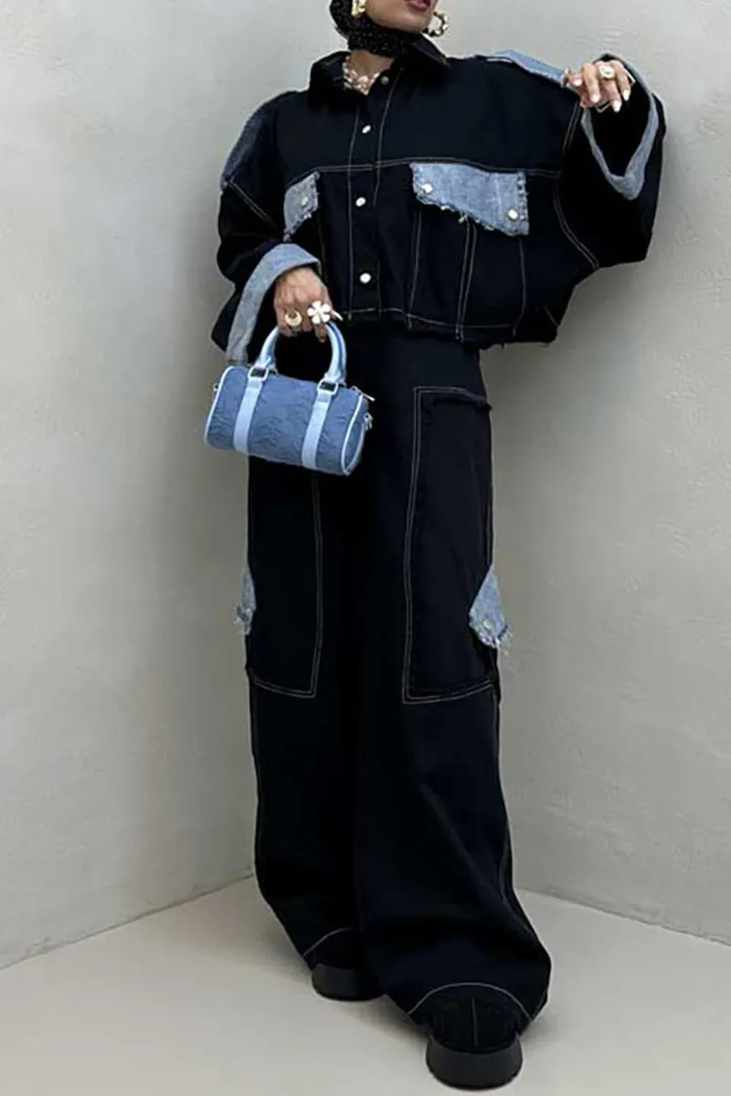 HUT1177 Luxe Layered Denim Set