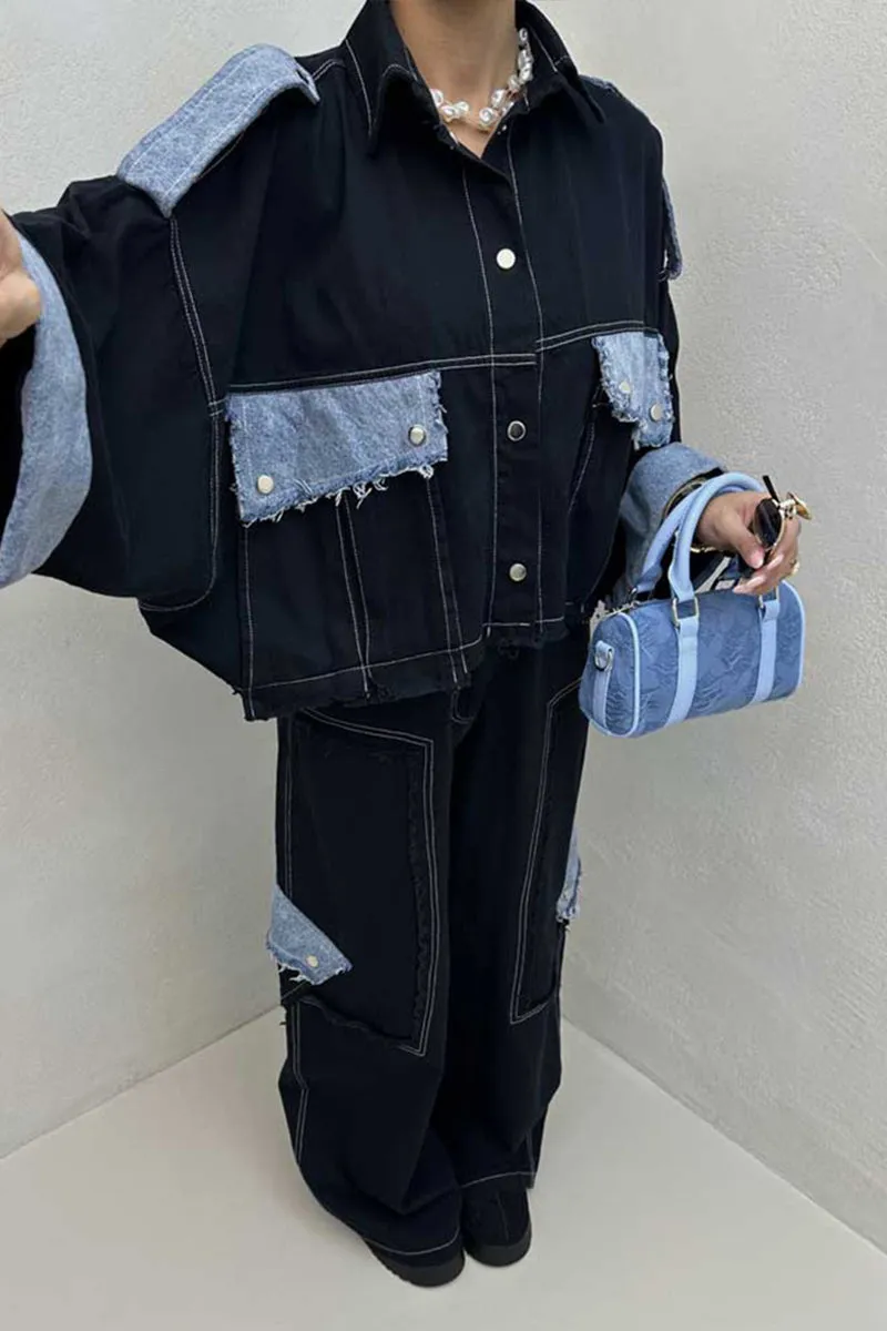 HUT1177 Luxe Layered Denim Set