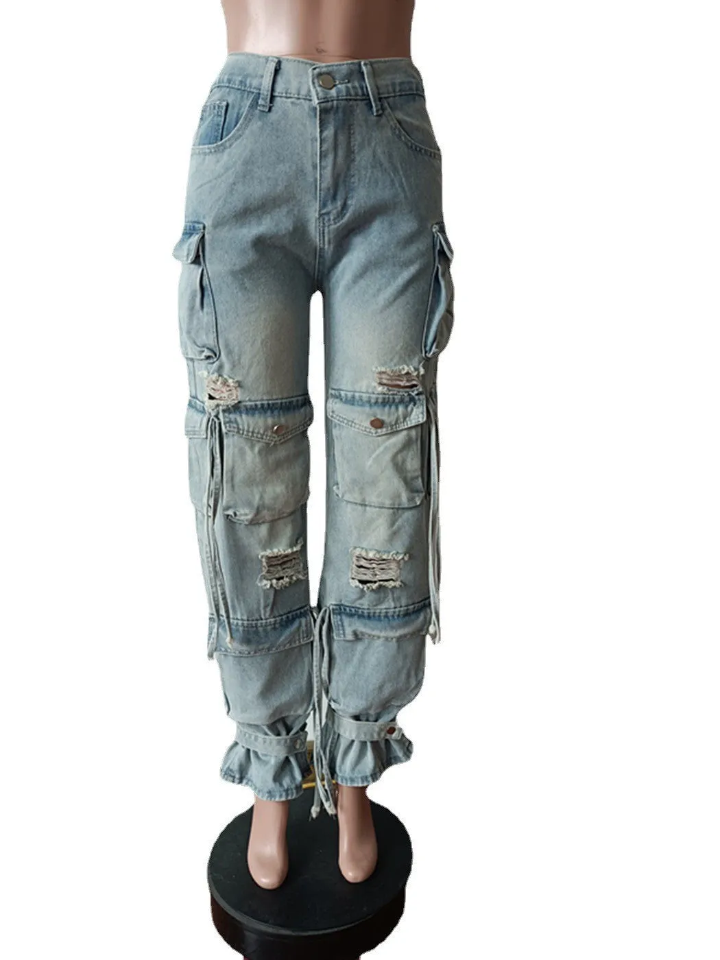 In the Mix Ankle Tie Cargo Jeans