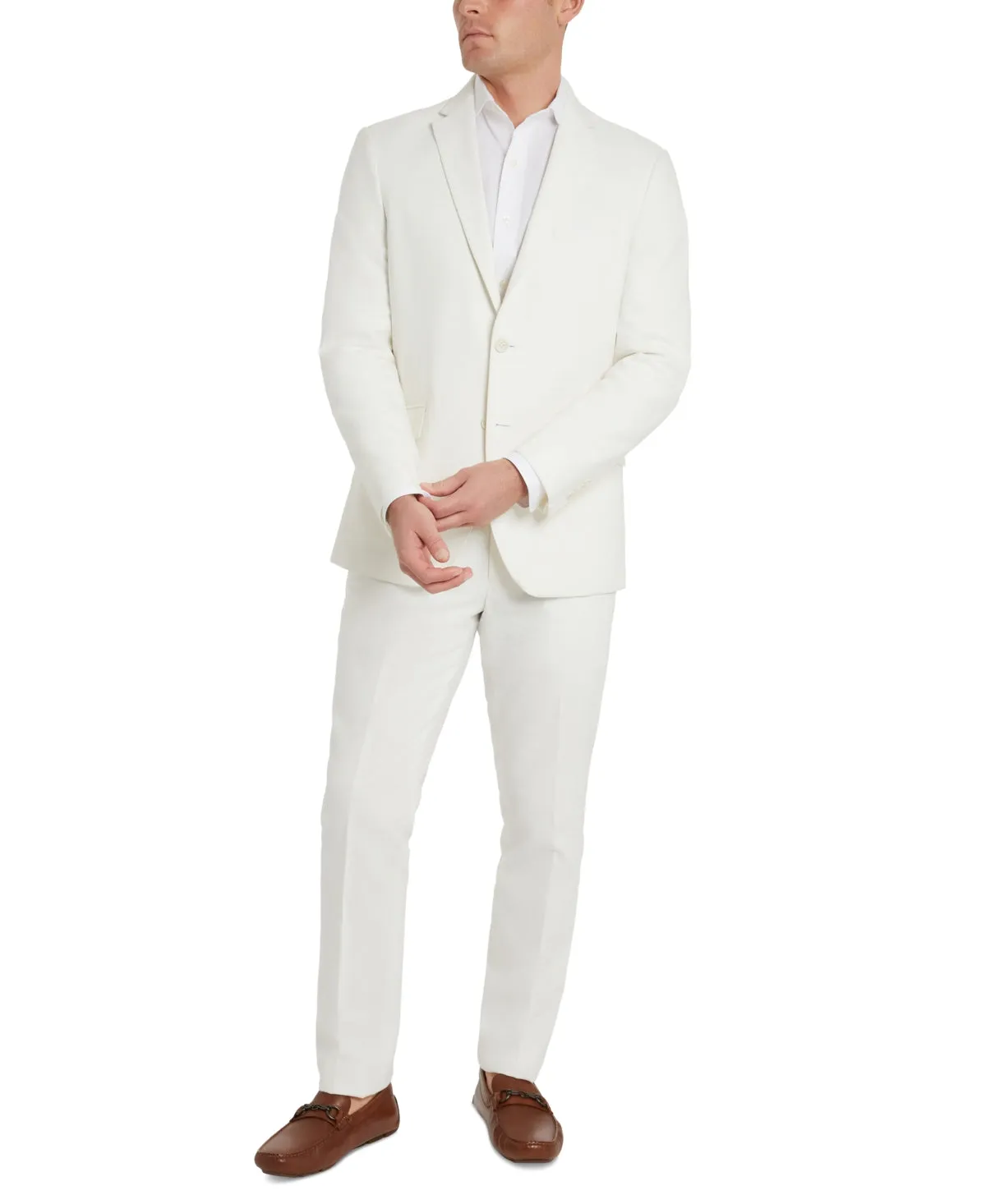 Kenneth Cole Reaction Mens Slim fit Dress Pants Pants 35 / 32 White Solid Stretch