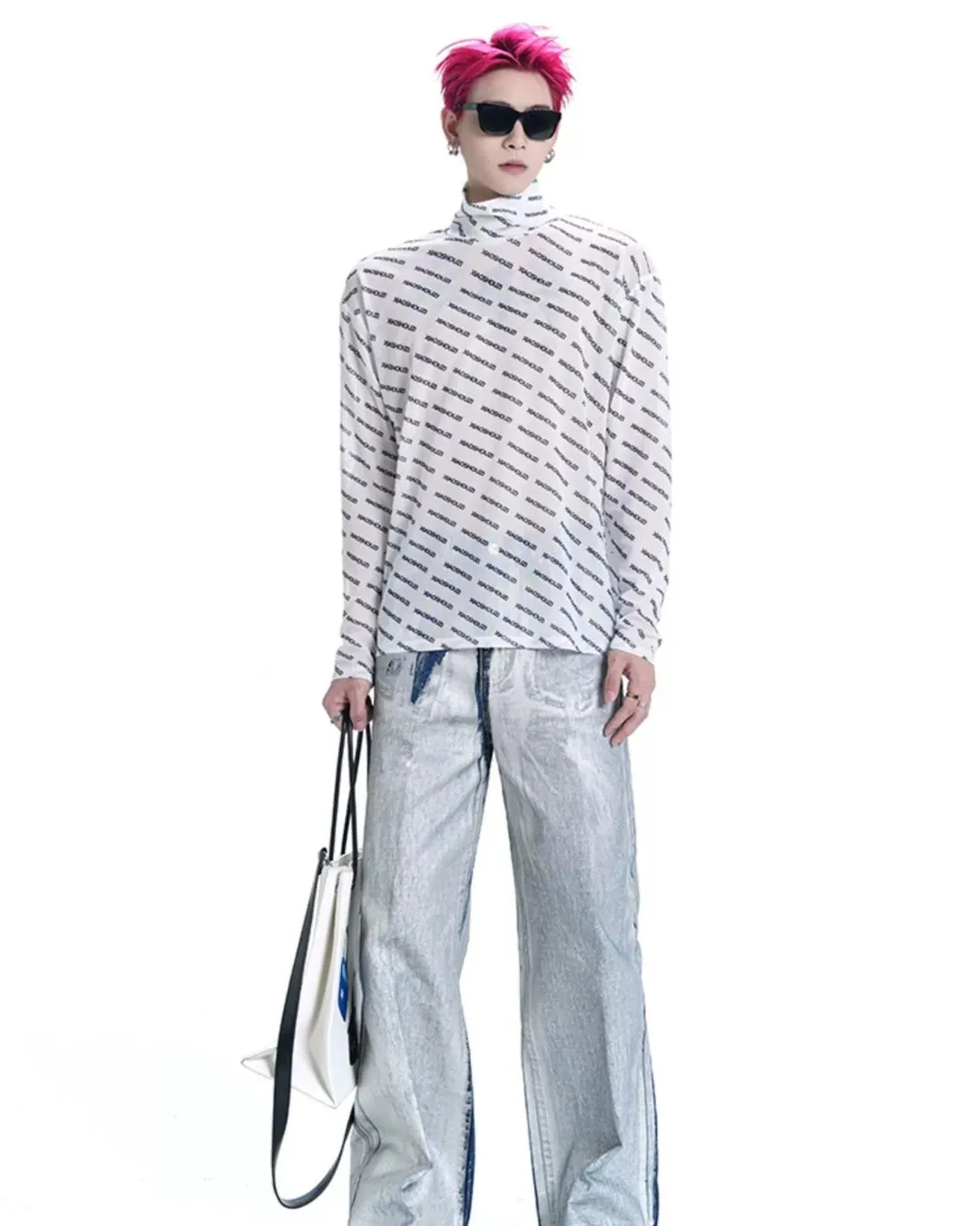 Logo Design Long Sleeve Mock Neck Pullover XSZ0001