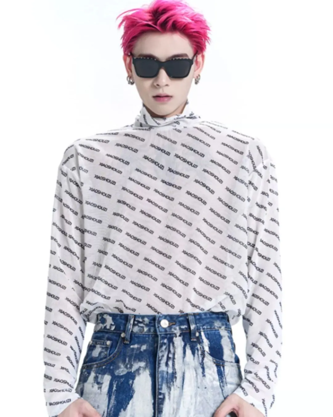 Logo Design Long Sleeve Mock Neck Pullover XSZ0001