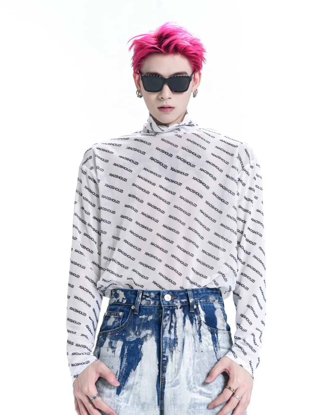 Logo Design Long Sleeve Mock Neck Pullover XSZ0001