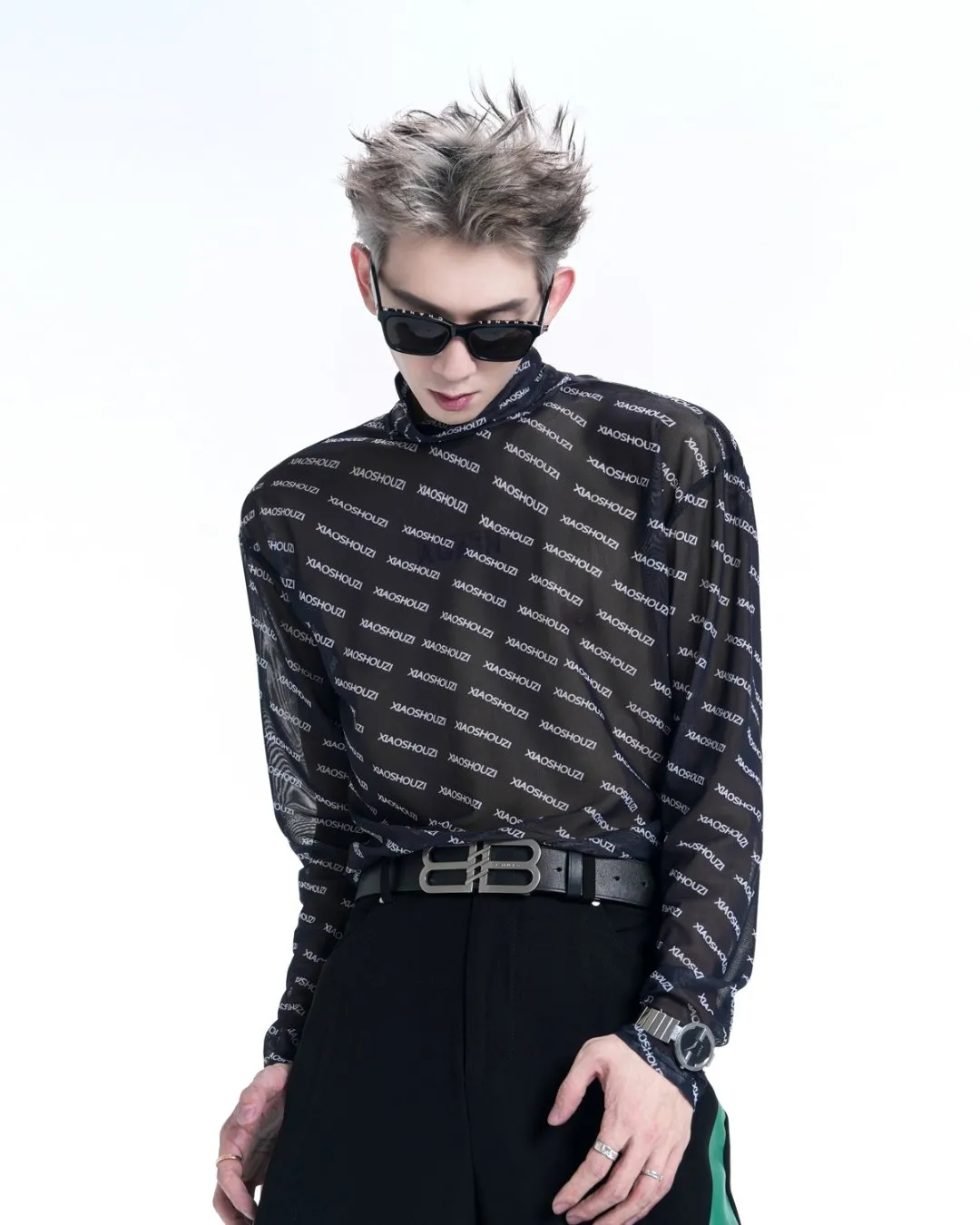 Logo Design Long Sleeve Mock Neck Pullover XSZ0001