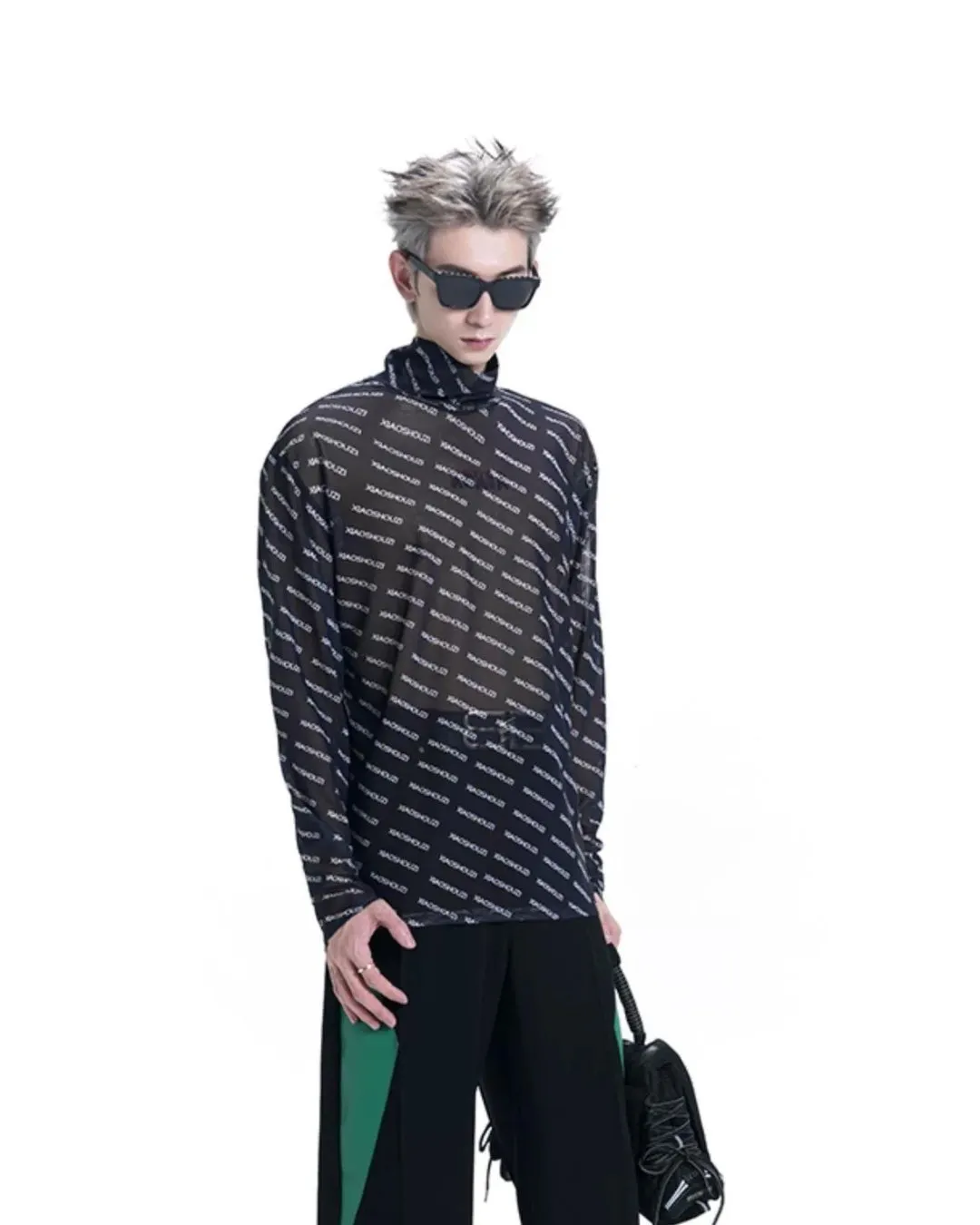 Logo Design Long Sleeve Mock Neck Pullover XSZ0001