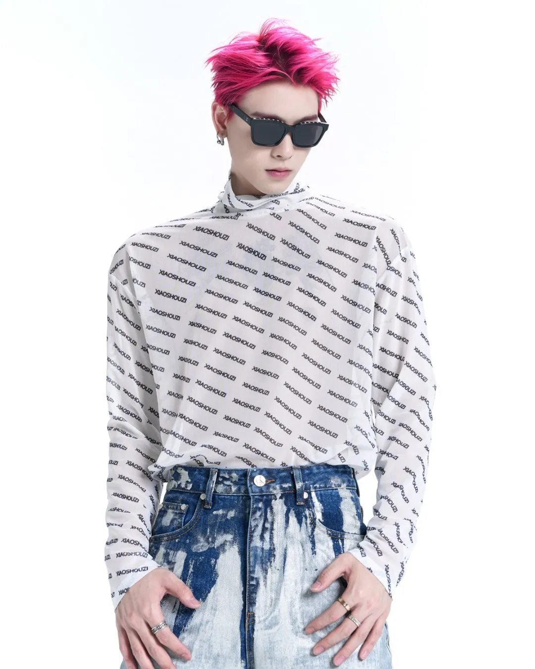 Logo Design Long Sleeve Mock Neck Pullover XSZ0001