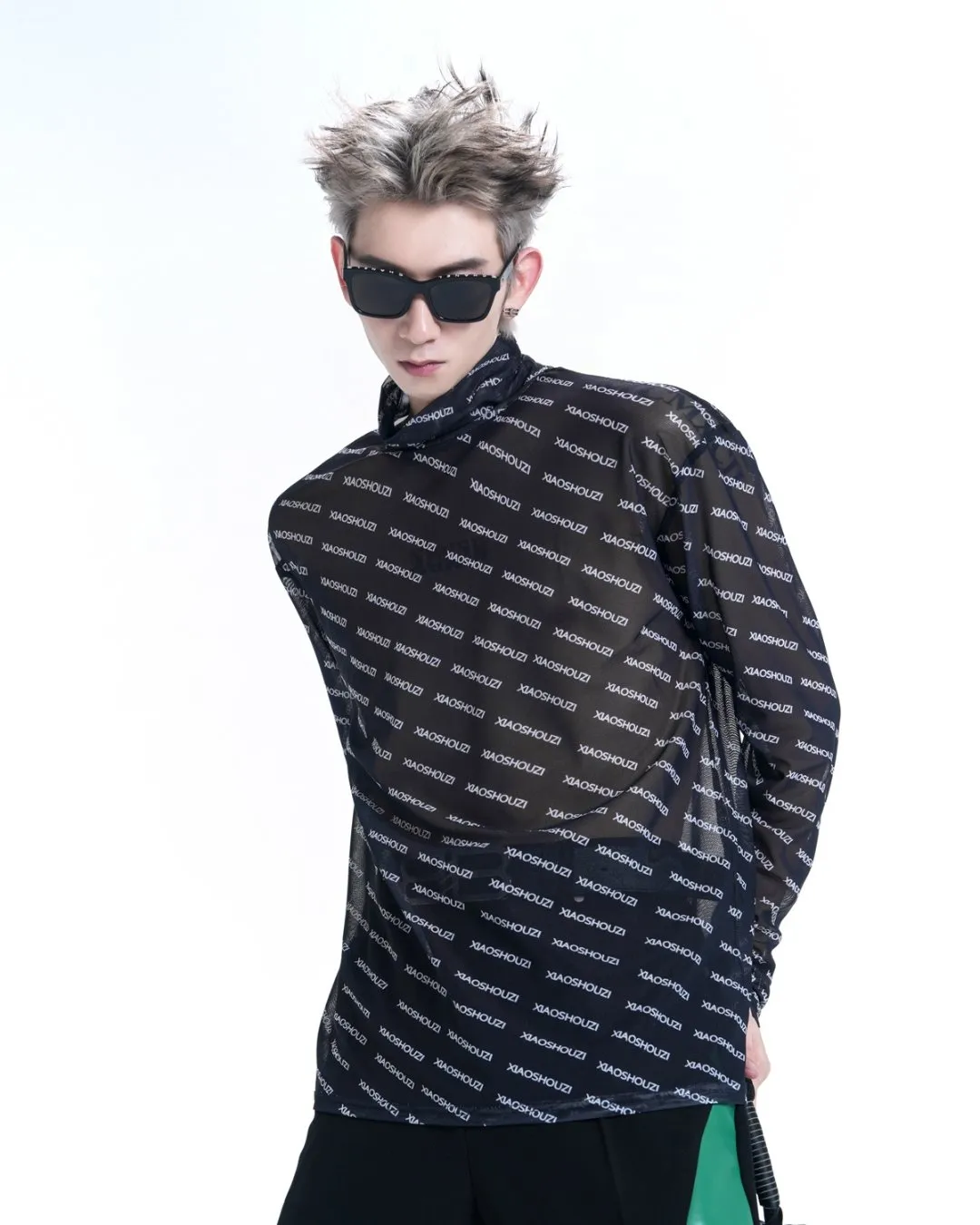 Logo Design Long Sleeve Mock Neck Pullover XSZ0001