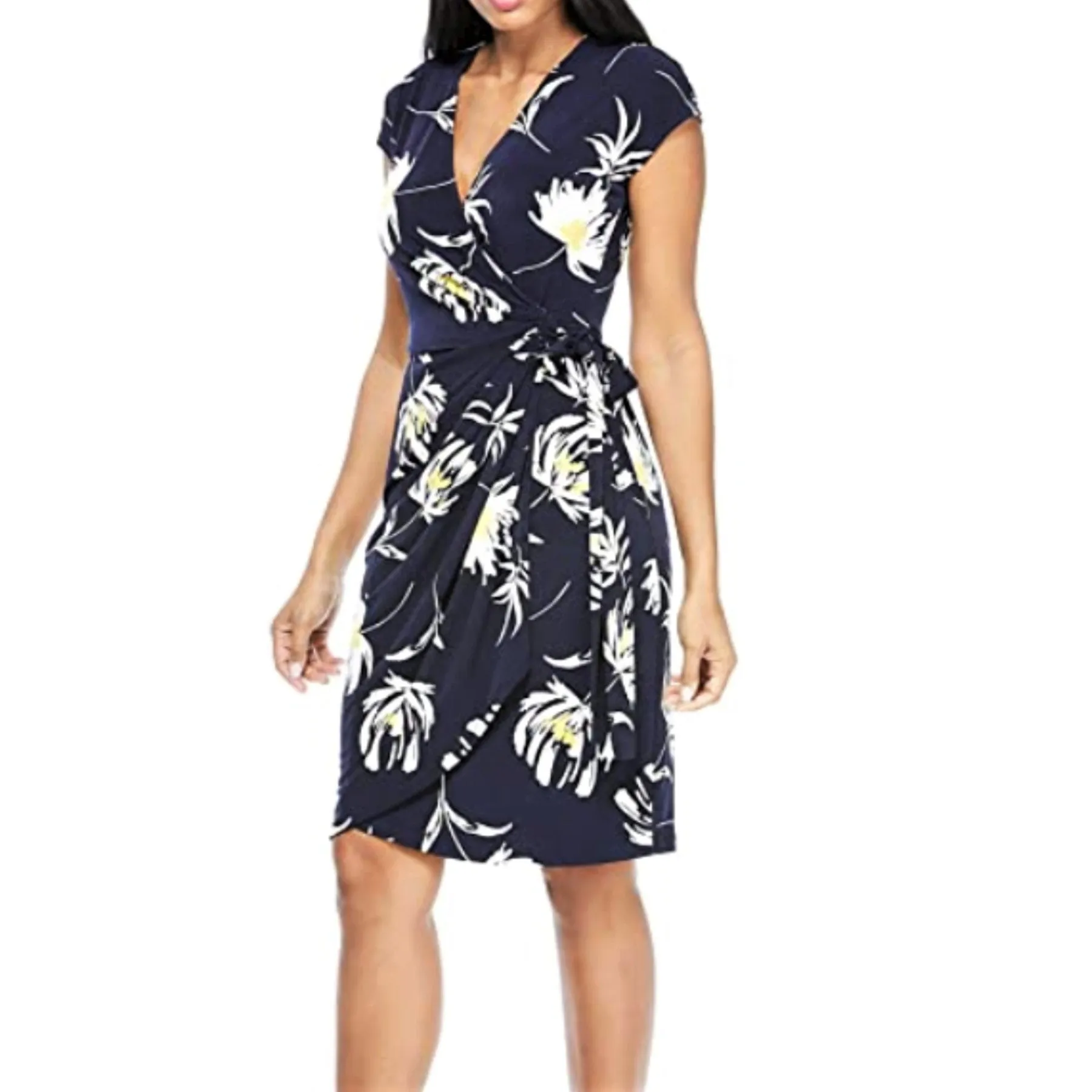 Maggy London Women's Floral Print V-neck Wrap Mini Dress