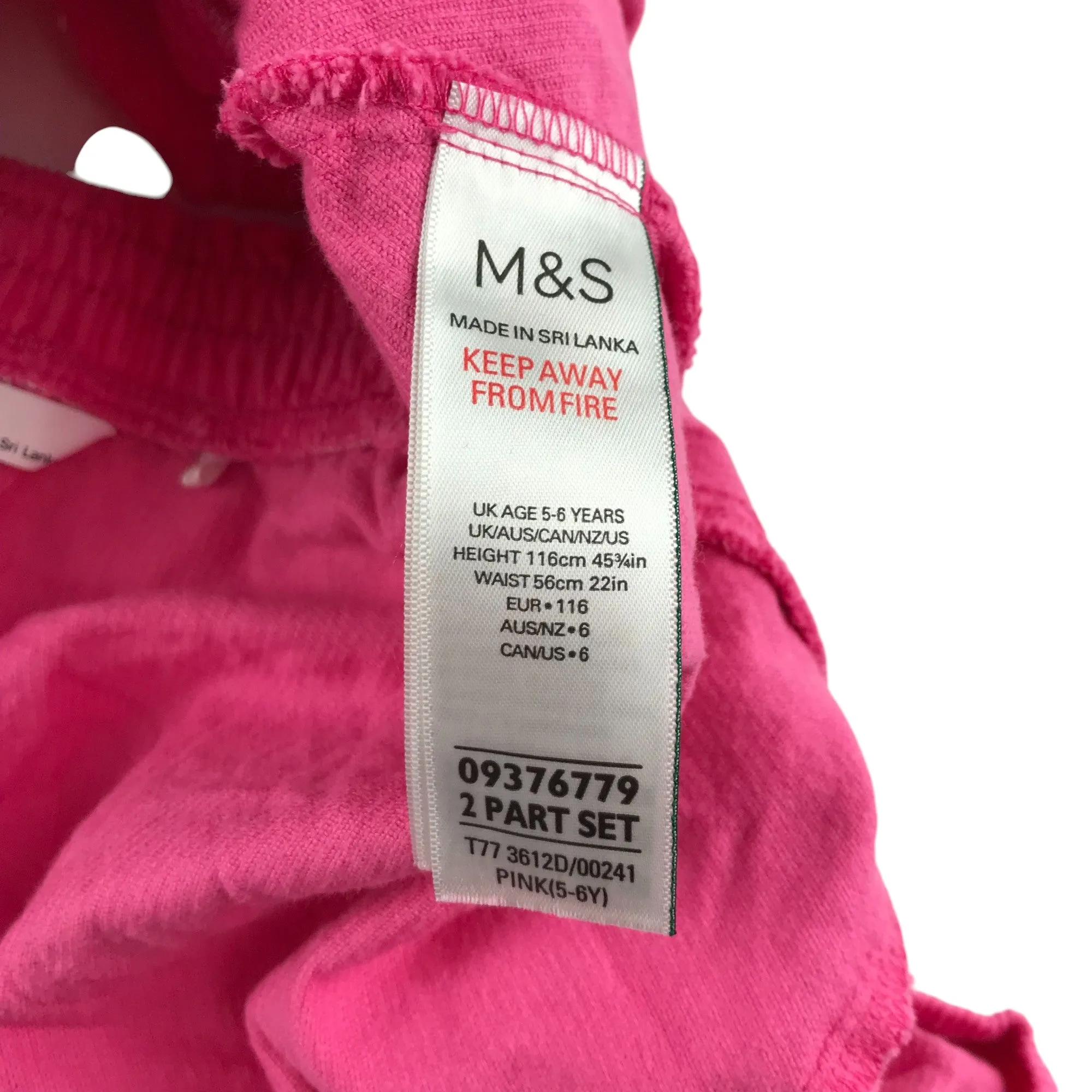 M&S skirt 5-6 year pink plain layered corduroy