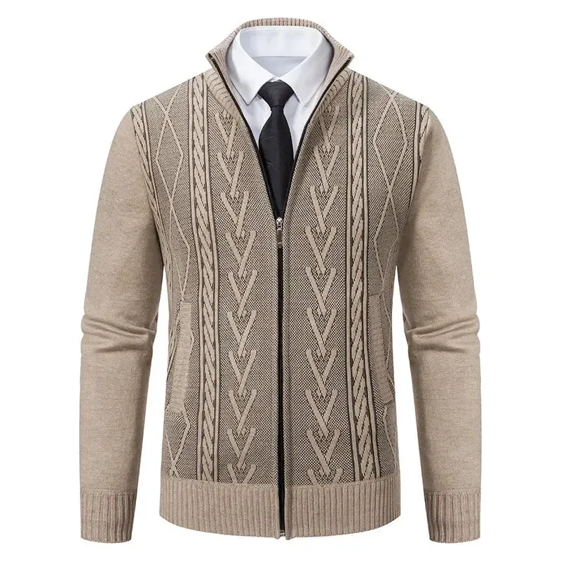 Man Knit Sweater Jacket Fleece Cardigan  Men's Clothes