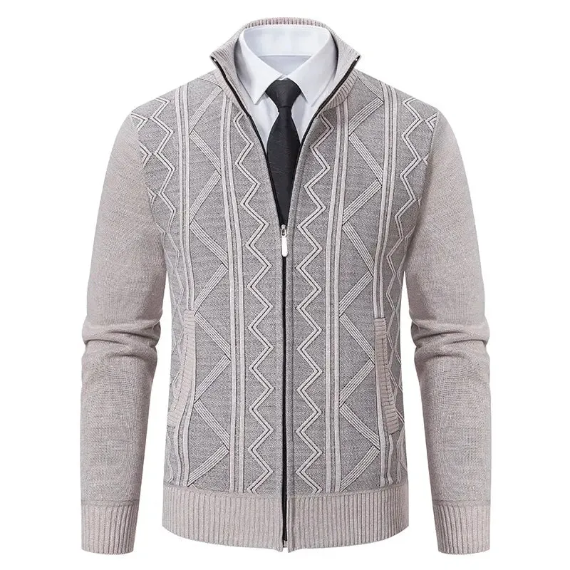 Man Knit Sweater Jacket Fleece Cardigan  Men's Clothes