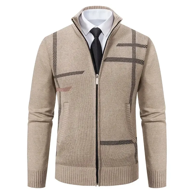 Man Knit Sweater Jacket Fleece Cardigan  Men's Clothes