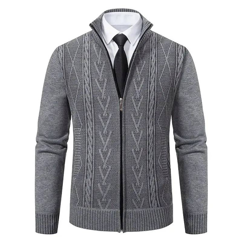 Man Knit Sweater Jacket Fleece Cardigan  Men's Clothes