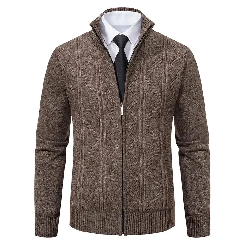 Man Knit Sweater Jacket Fleece Cardigan  Men's Clothes
