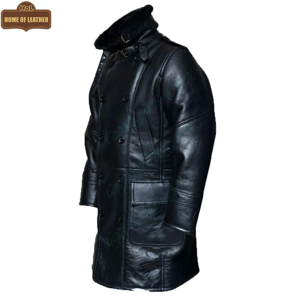 MFC01 Black Fur Shearling Winter Jacket Warm RAF B3 WWII Genuine Leather Coat For Men