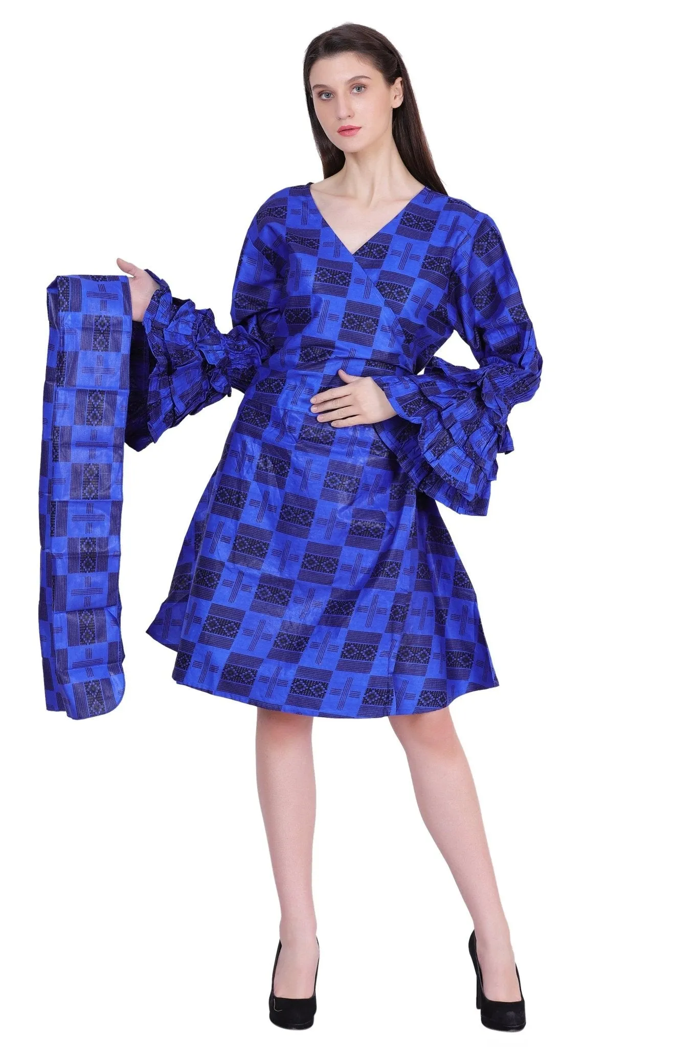 Mid-Length Ankara Wrap Dress 1621