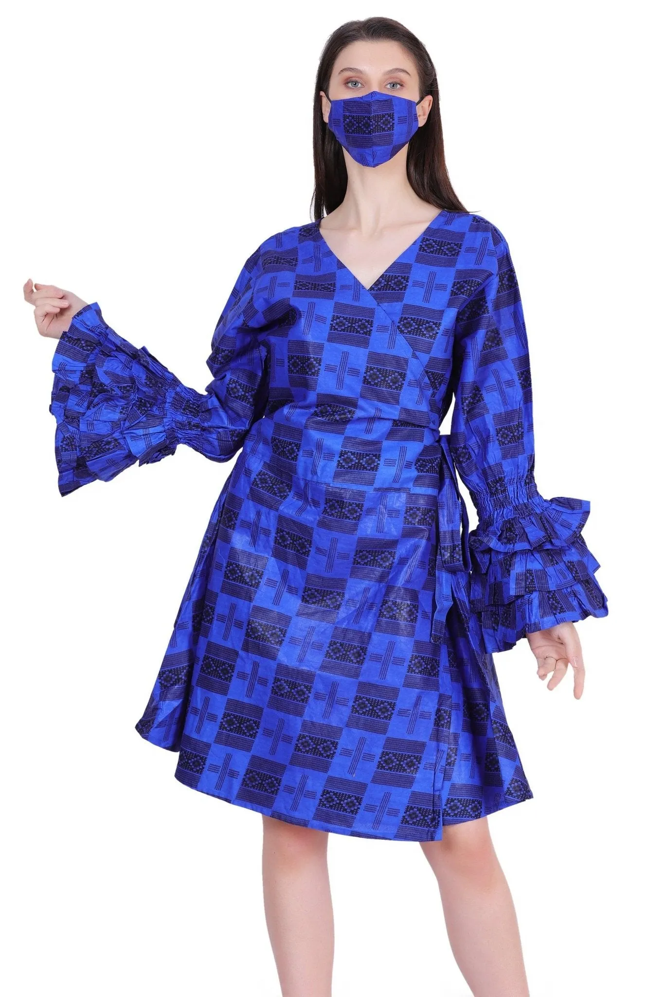 Mid-Length Ankara Wrap Dress 1621