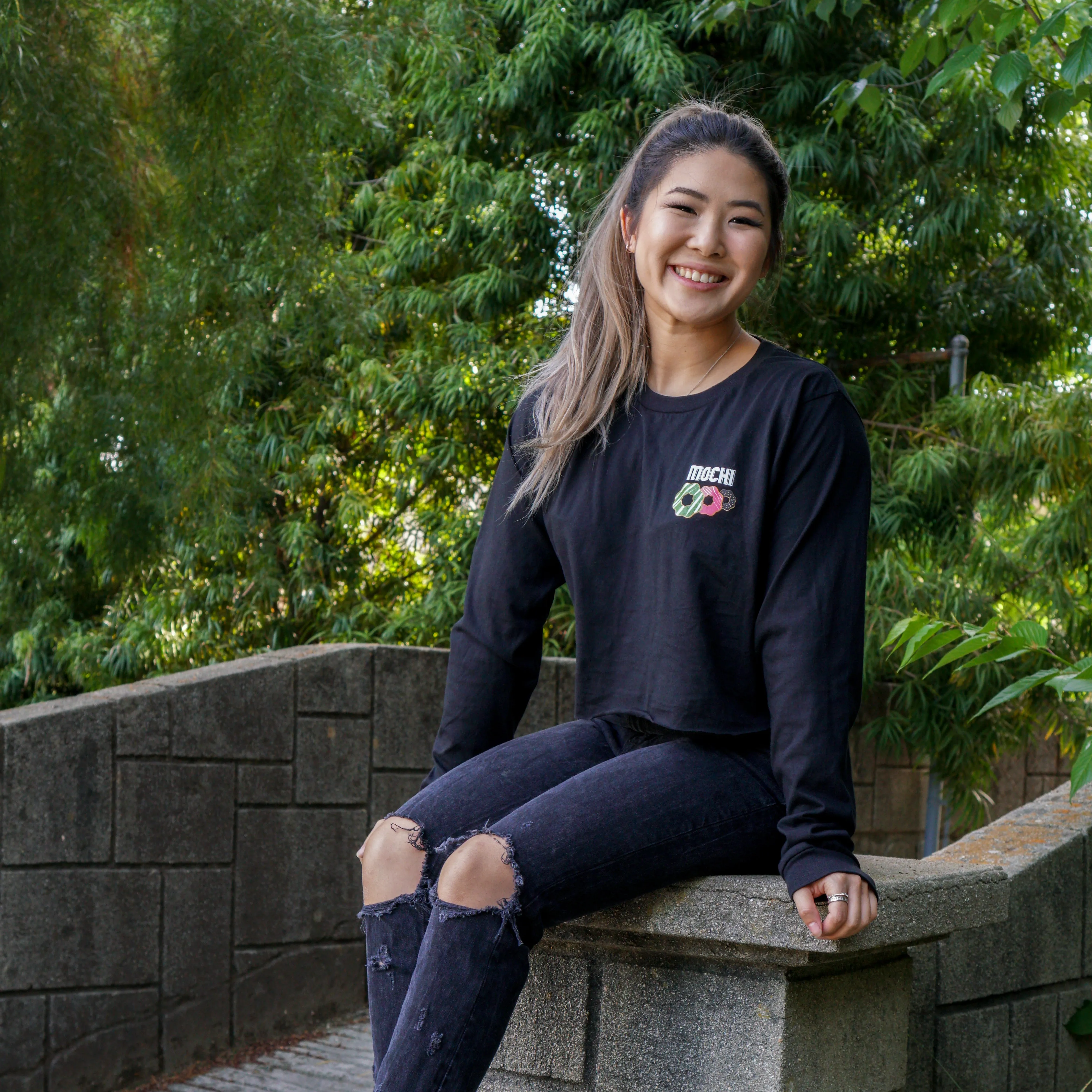 Mochi Donuts Long Sleeve T-Shirt (Black)