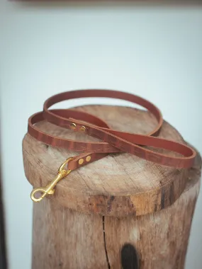 Narrow Dog Leash 15mm - Croc Print - Vintage Brown