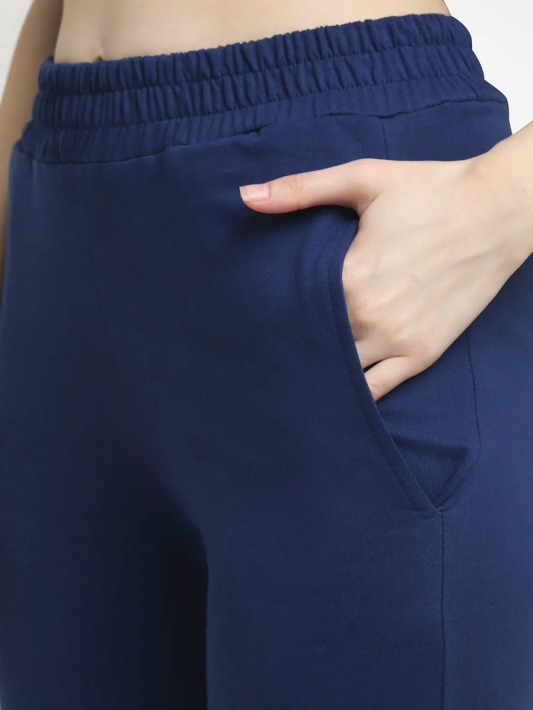 Navy Blue Flared Track Pants