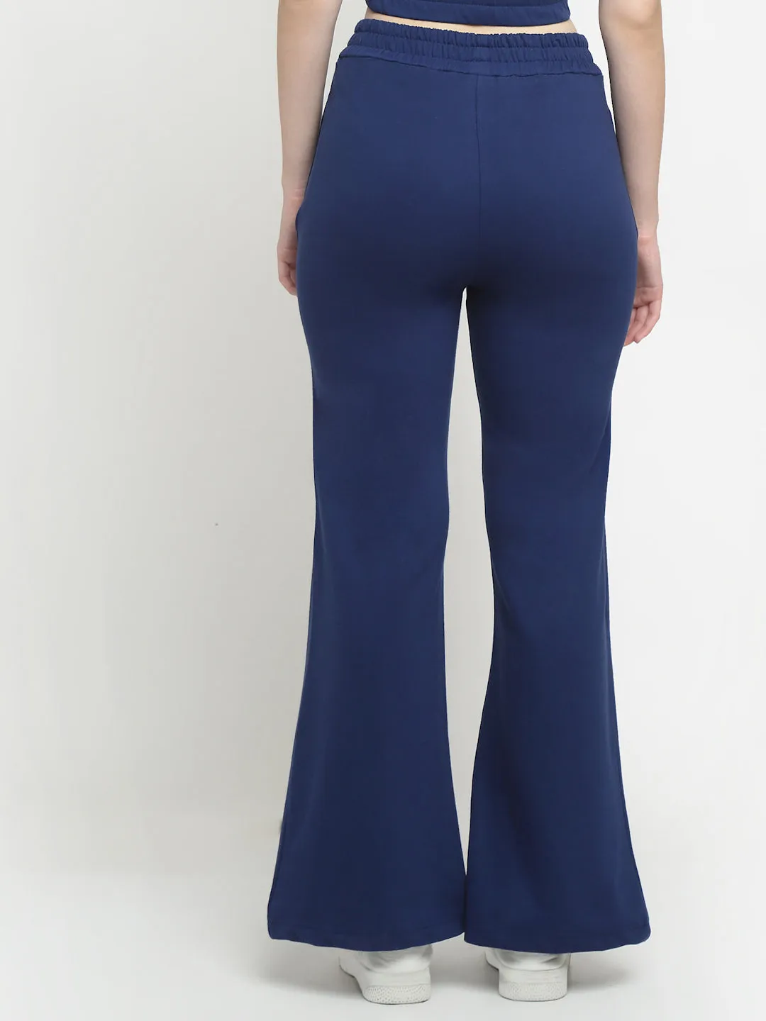 Navy Blue Flared Track Pants