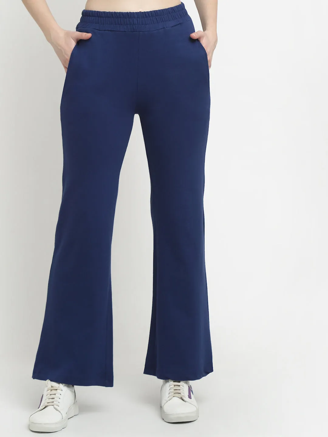 Navy Blue Flared Track Pants