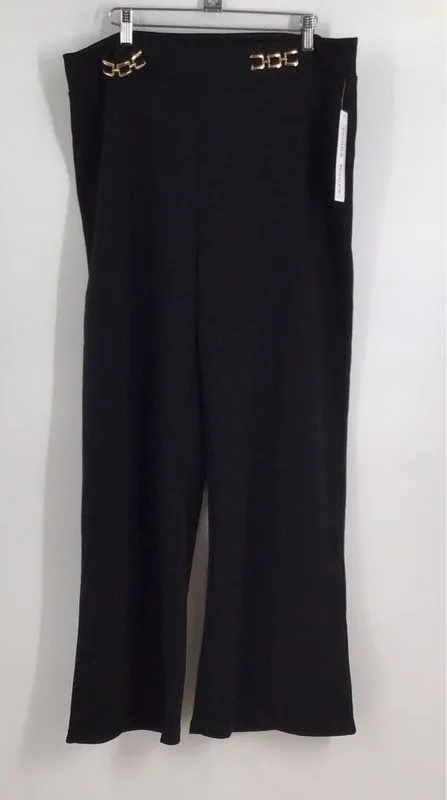 NWT Donna Moore Women's Black Flared Leg Trouser Pants - Size XL