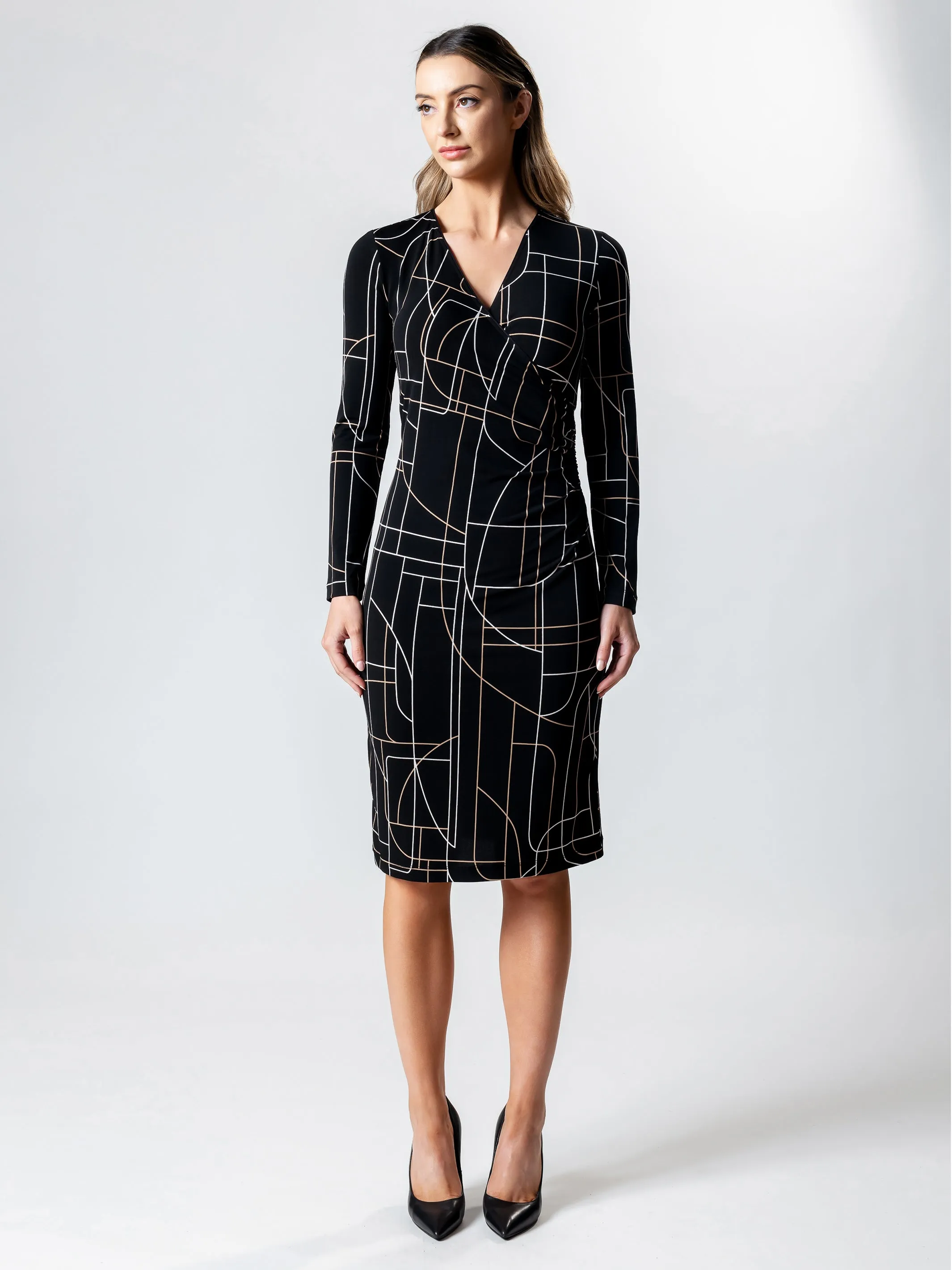 OASIS Long Sleeve Wrap Dress