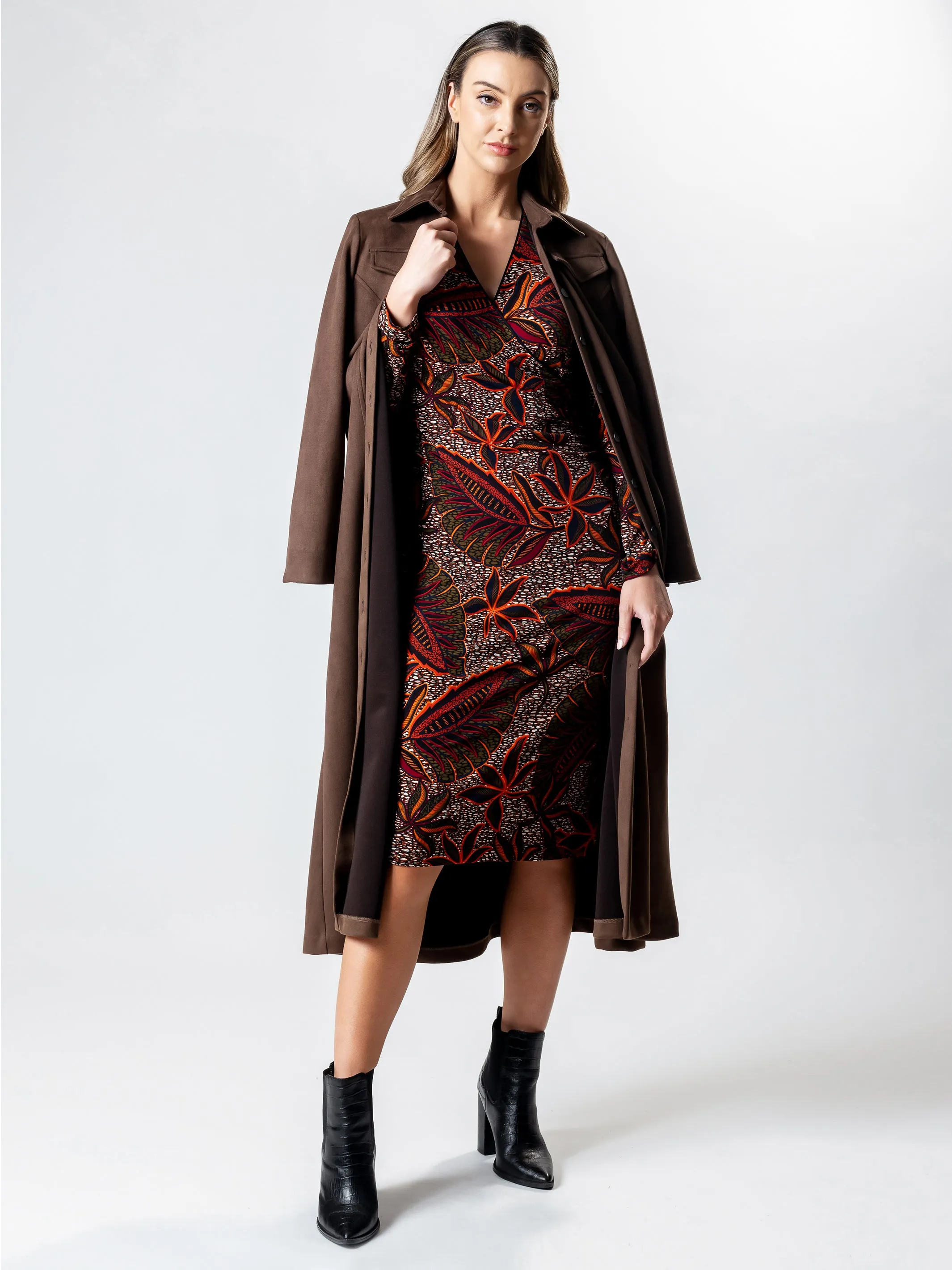 OASIS Long Sleeve Wrap Dress