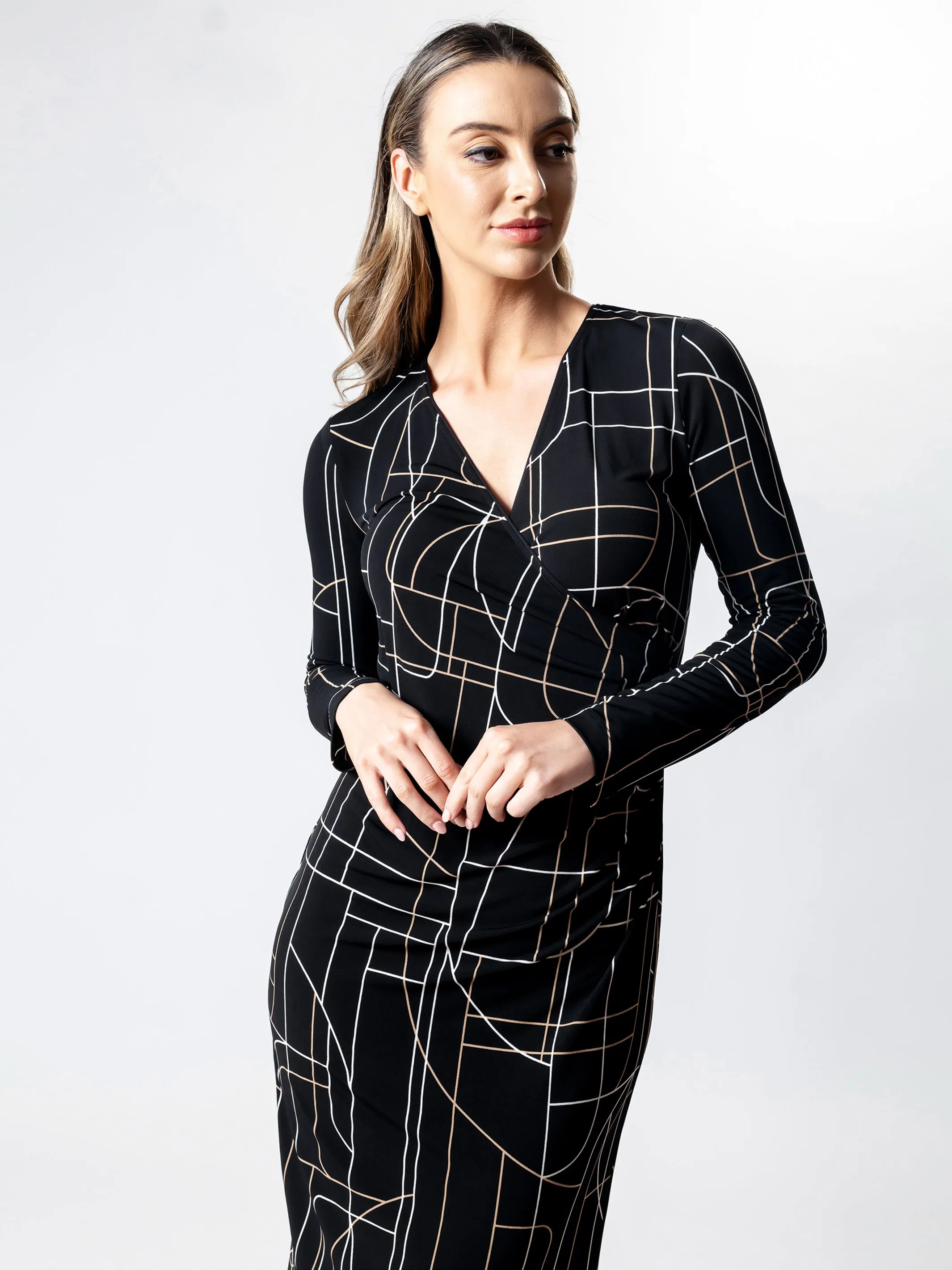 OASIS Long Sleeve Wrap Dress