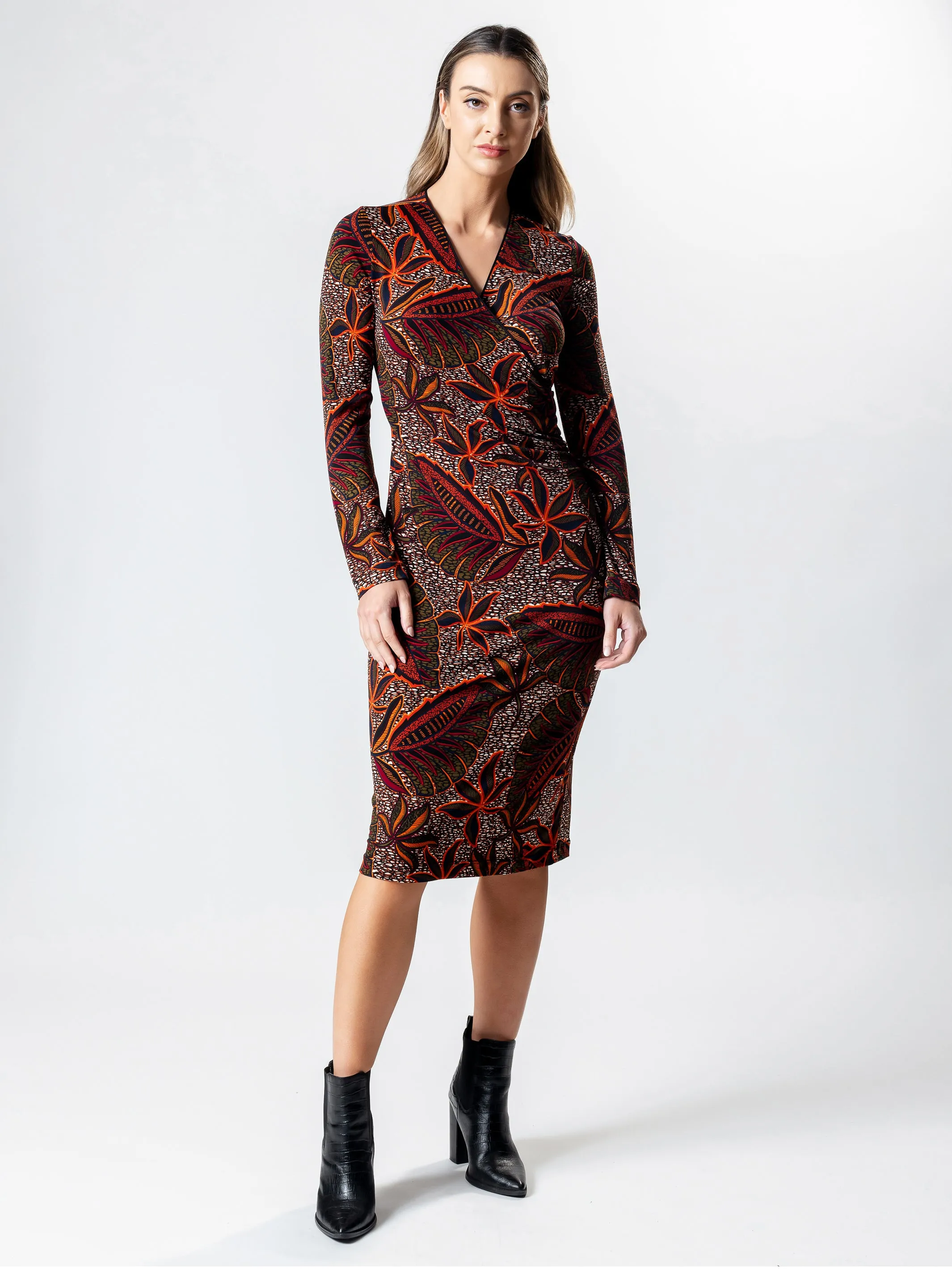 OASIS Long Sleeve Wrap Dress