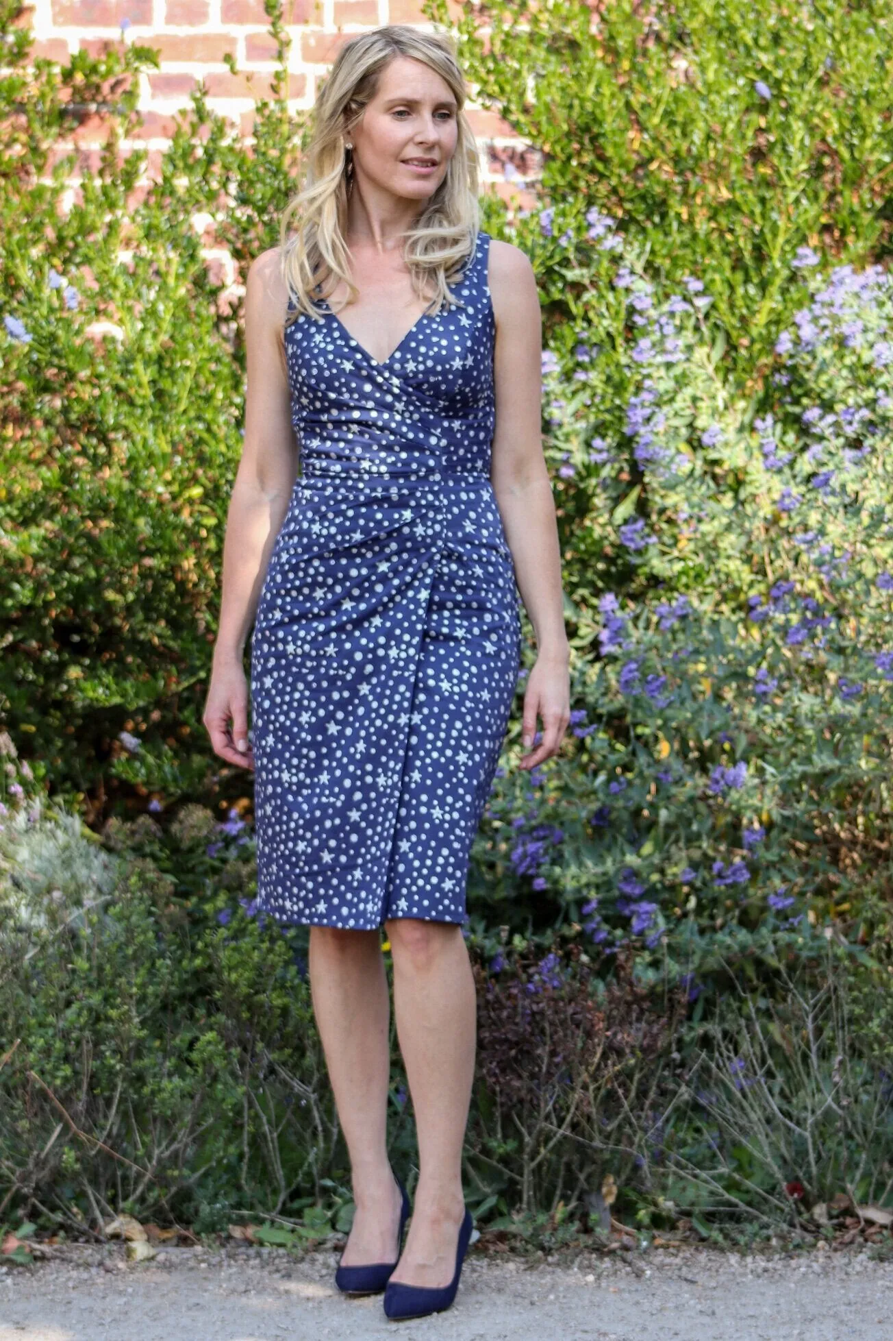 Organic Cotton Indigo Star Wrap Dress