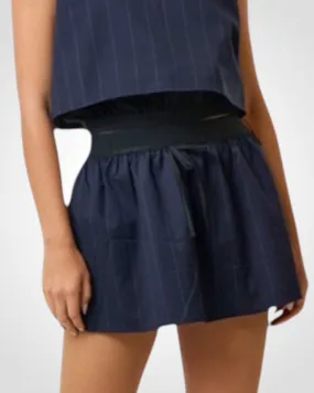 PIN STRIPE ELASTIC WAISTBAND MINI SKIRT