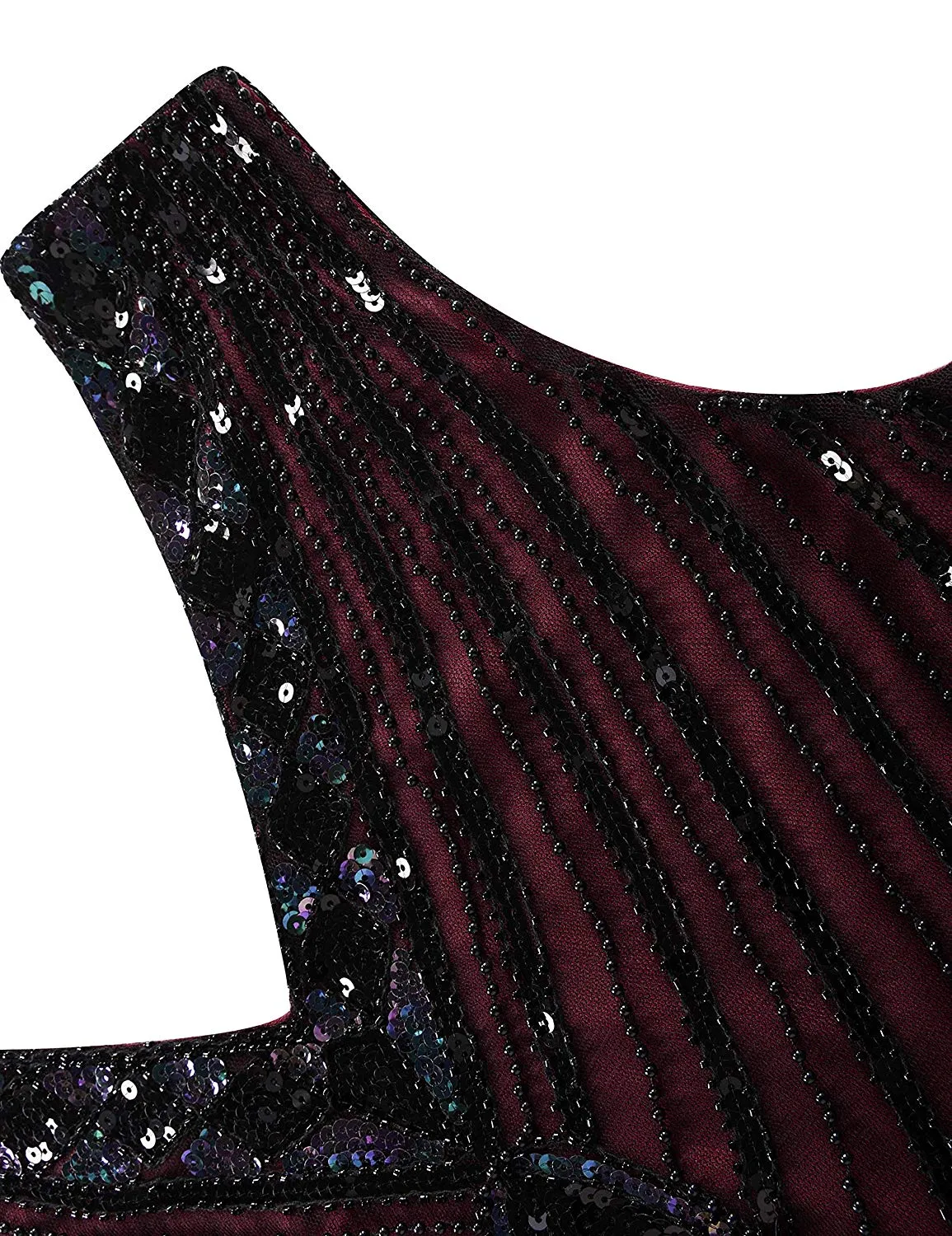 PrettyGuide Women 1920s Dress V Neck Beaded Sequin Deco Gatsby Inspired Flapper Dress