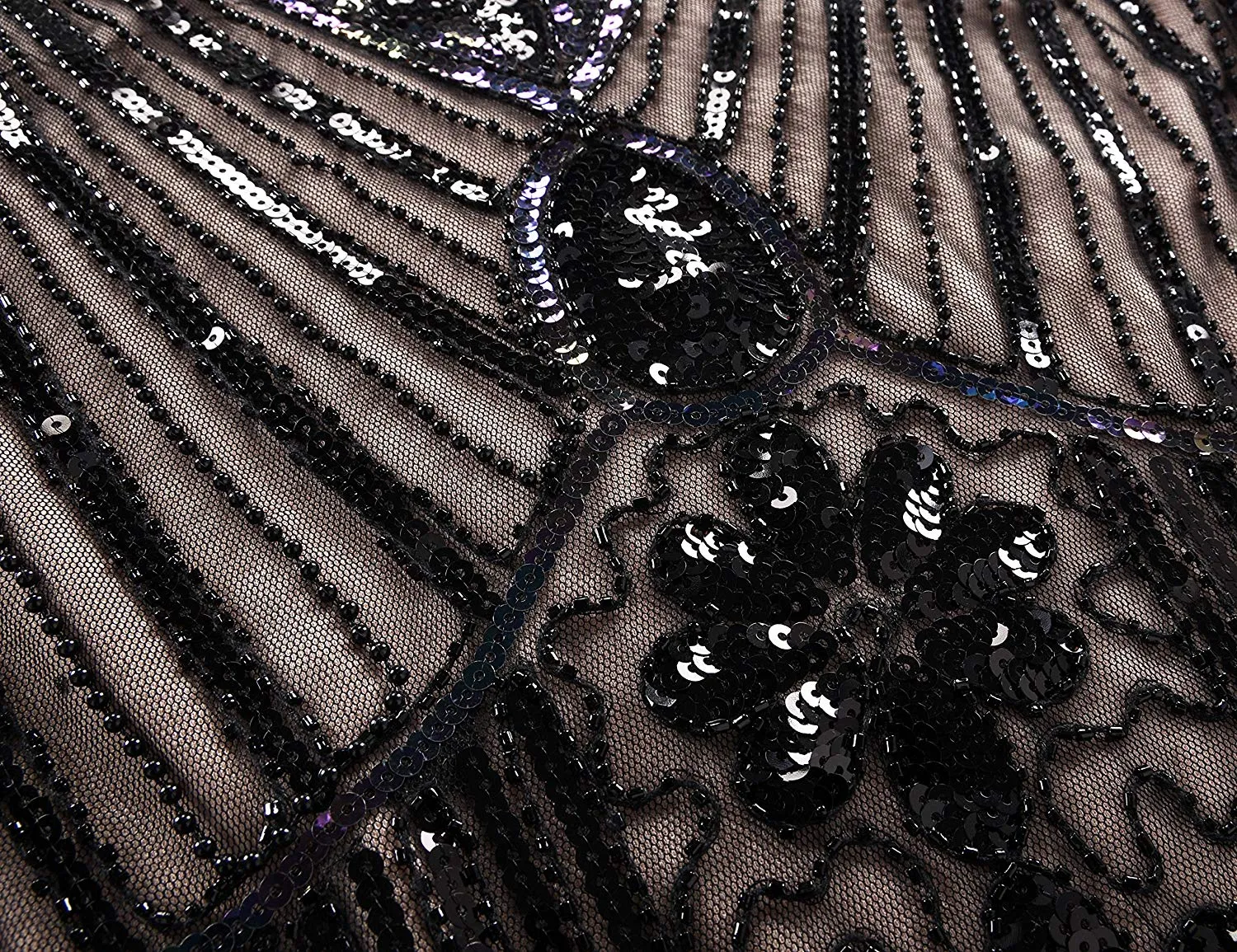 PrettyGuide Women 1920s Dress V Neck Beaded Sequin Deco Gatsby Inspired Flapper Dress