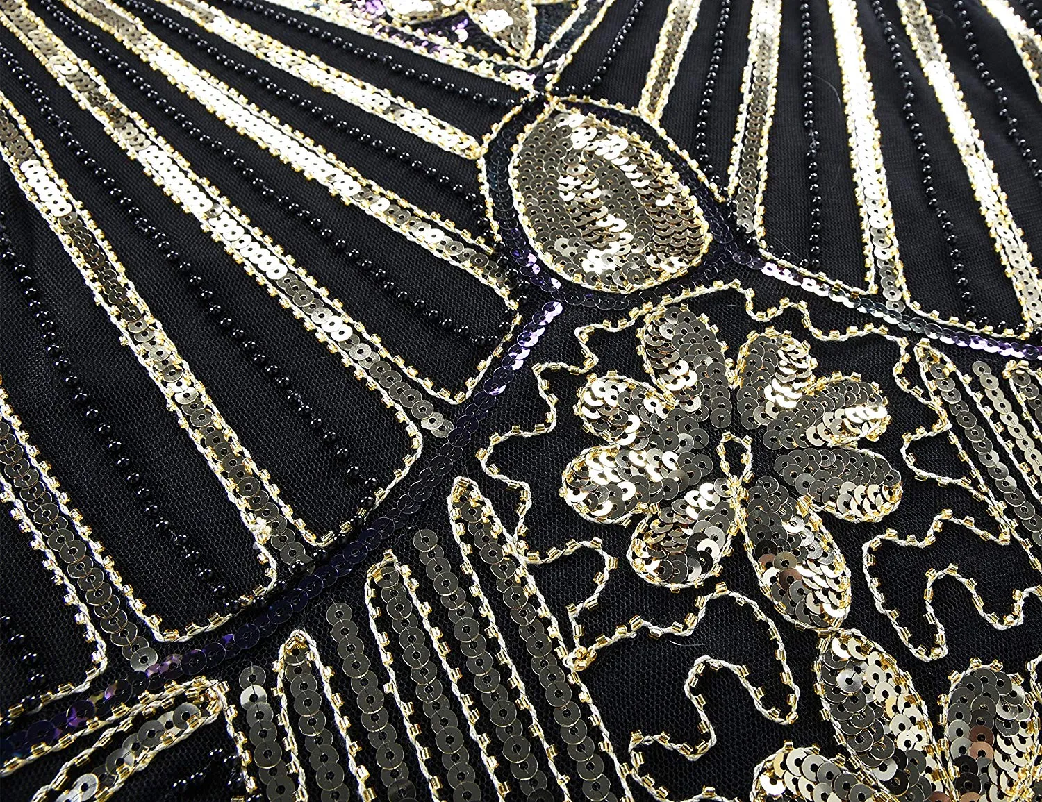 PrettyGuide Women 1920s Dress V Neck Beaded Sequin Deco Gatsby Inspired Flapper Dress