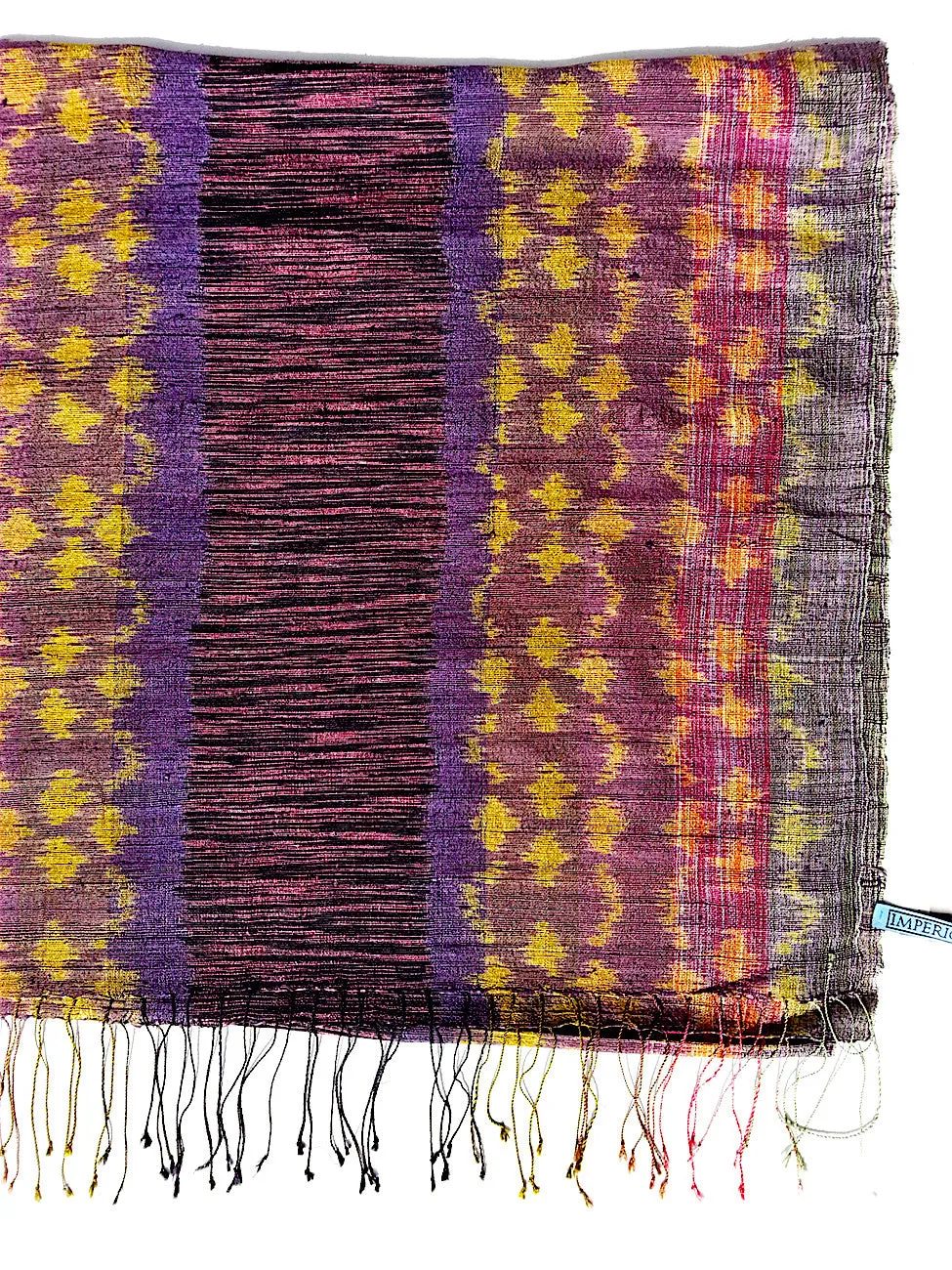 Raw Silk Ikat Shawl One Of A Kind Black Amethyst