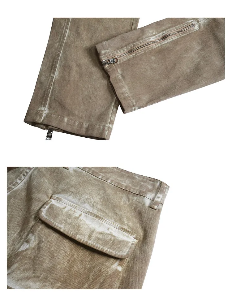 Readymade Dyed And Worn Overalls Casual Pants For Men