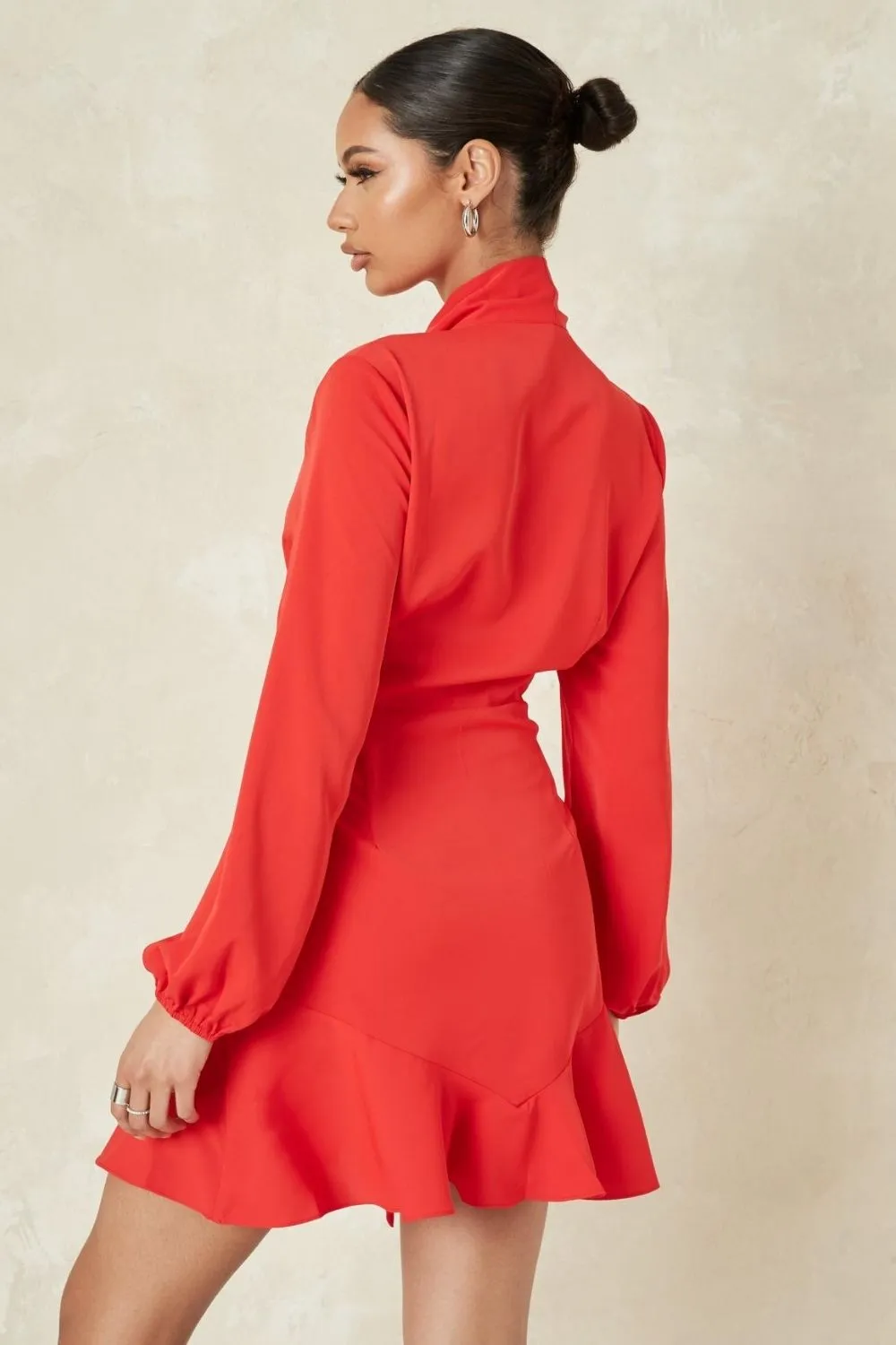 Red Mini Full Sleeve Dress