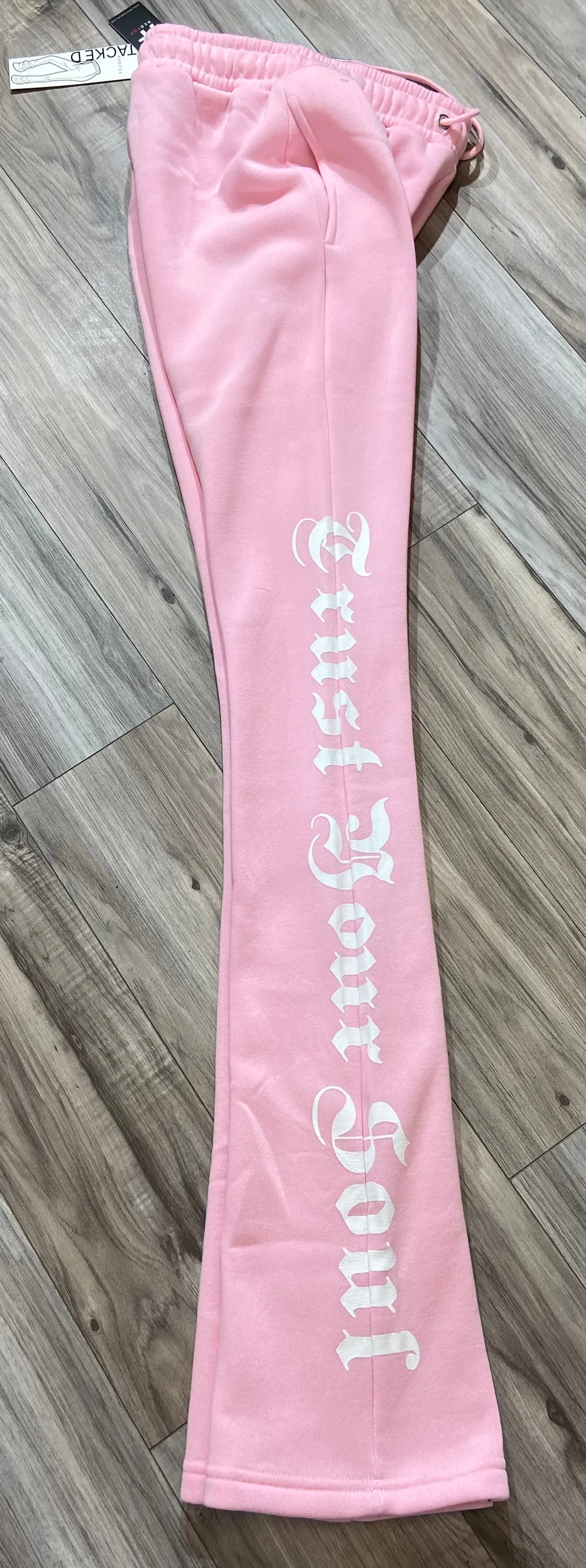 REDFOX "TRUST YOUR SOUL" FLEECE CROP JACKET W/ STACKED PANTS (LT. PINK)