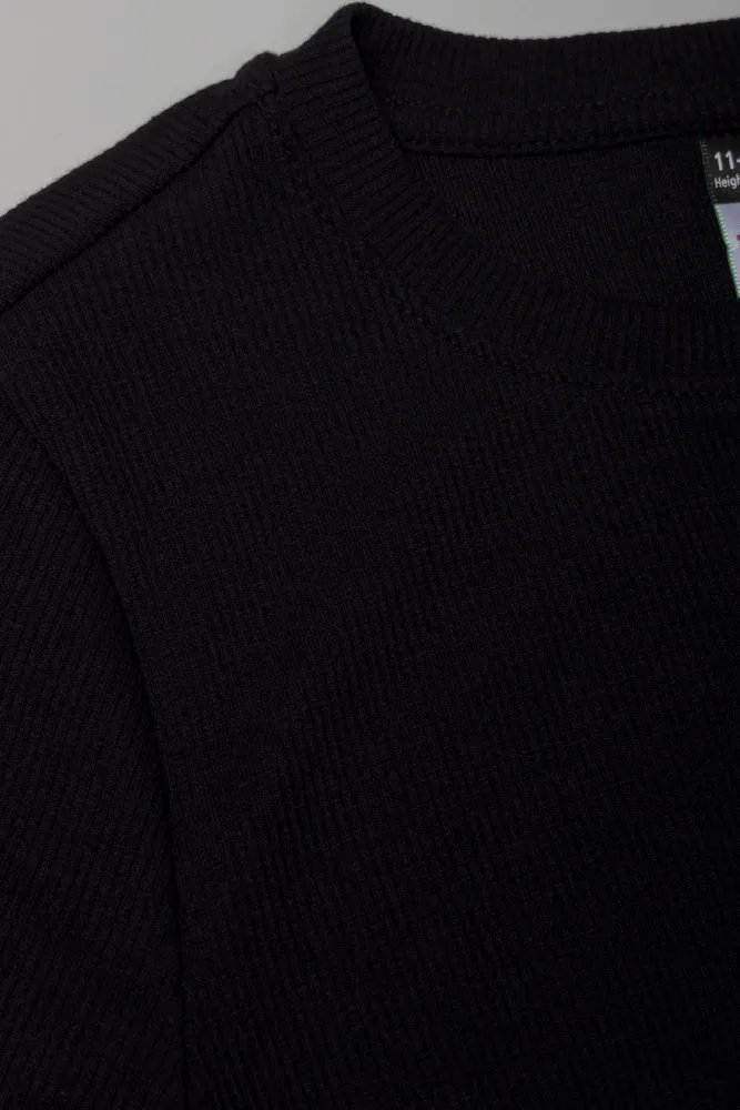 Ruched Bodycon Dress Black
