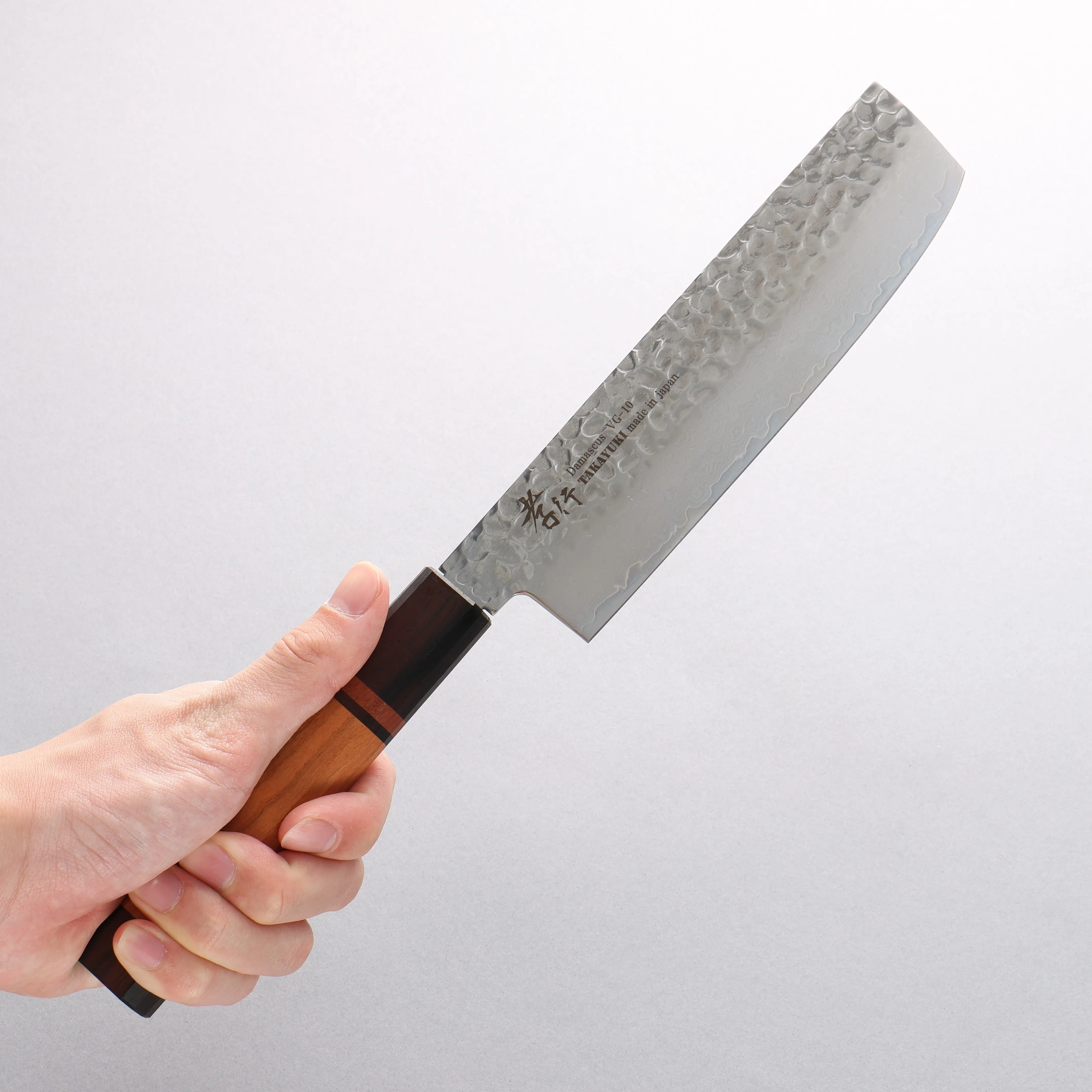 Sakai Takayuki VG10 33 Layer Damascus Nakiri170mm Mountain cherry (12 sided) Handle