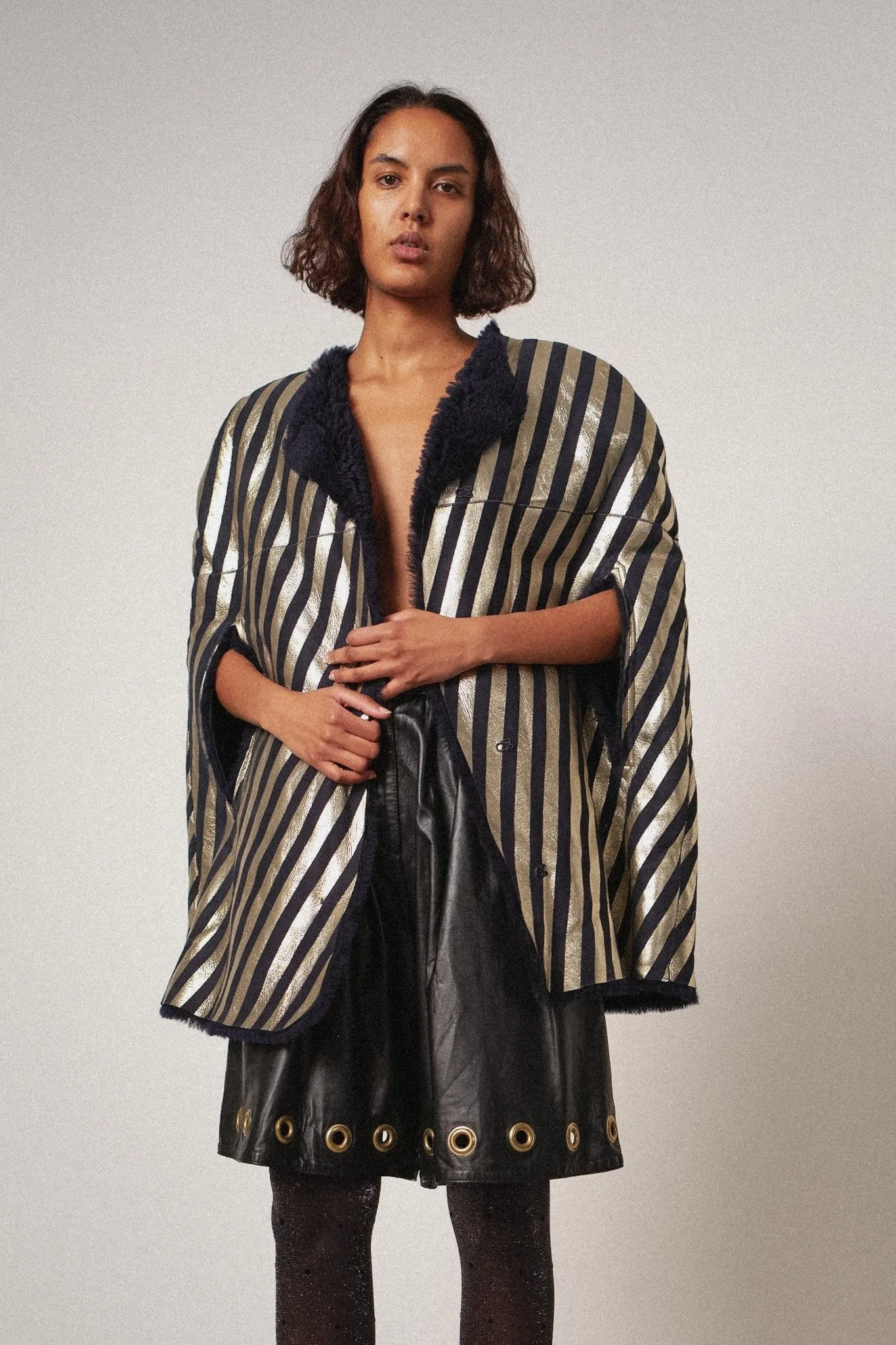 Shearling Cape Coat