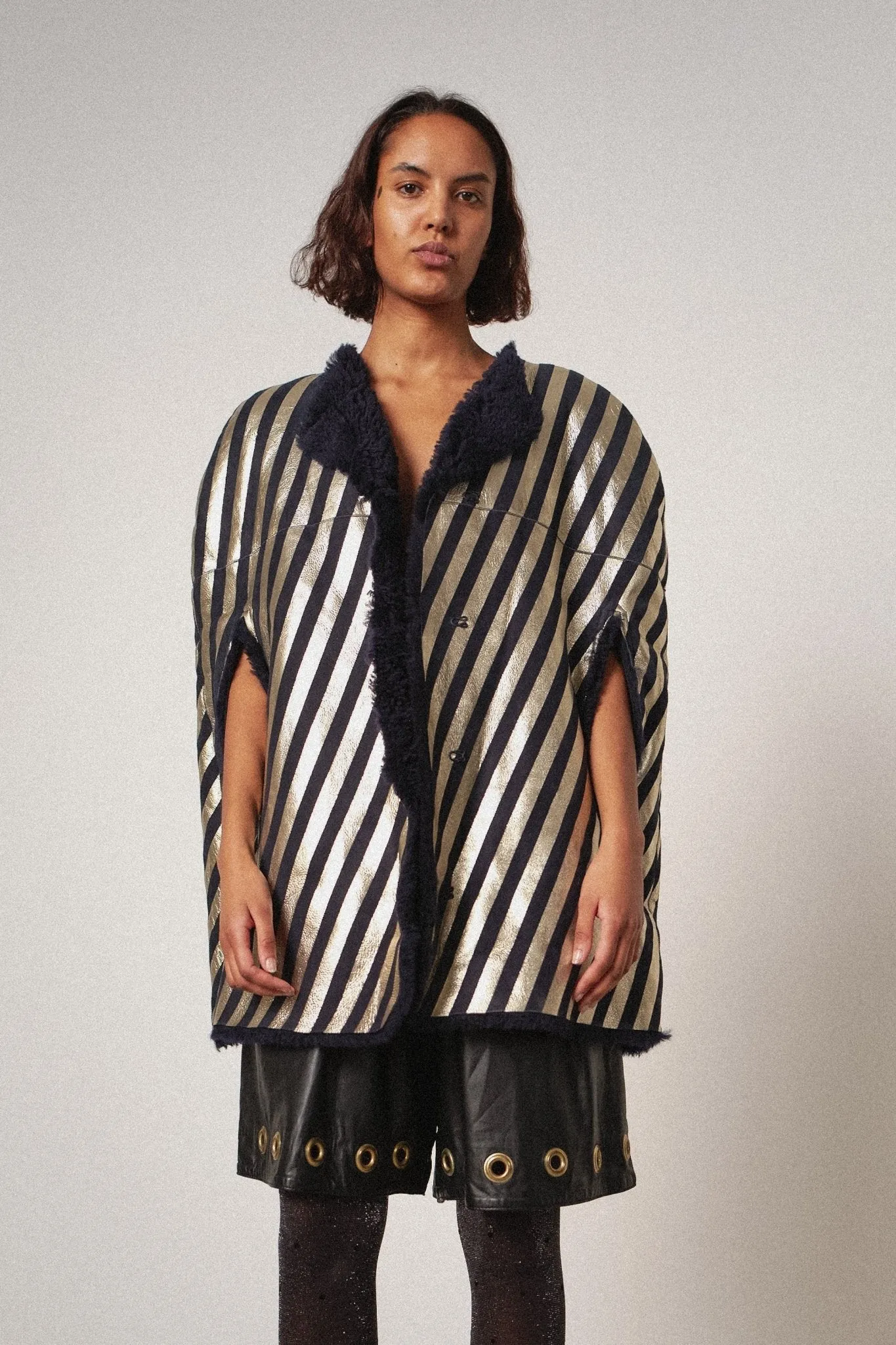 Shearling Cape Coat